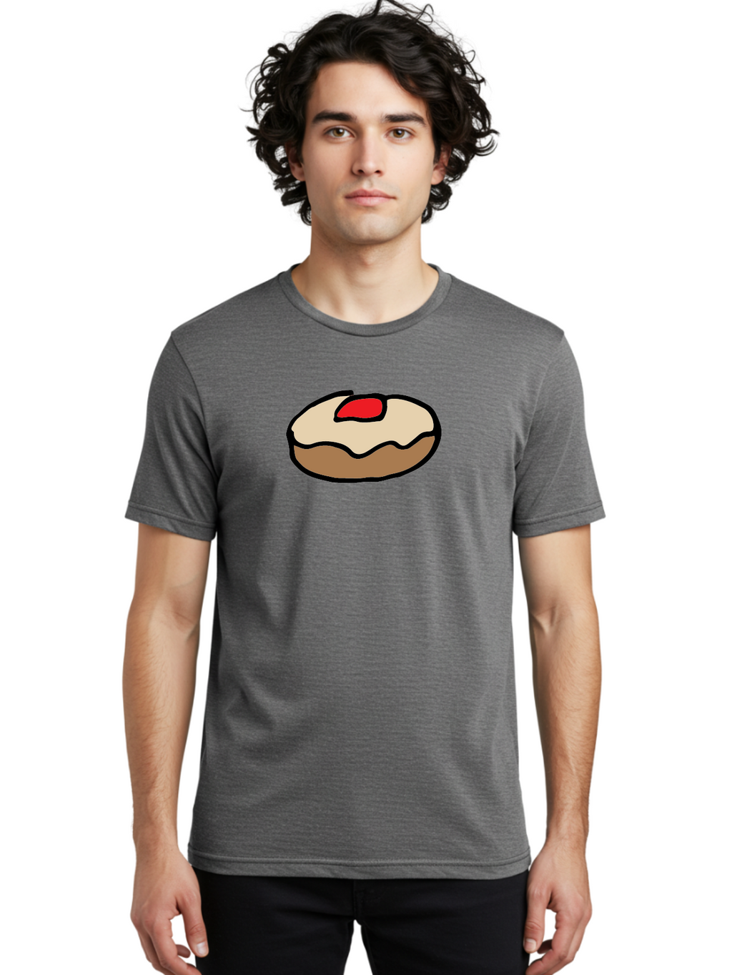 Donut-With-Cherry Men'S Graphic Tee, 100% Cotton, Comfortable Casual Summer Wear, Machine Washable, Donut With Cherry On Top, Sweet Treat, Dessert, Glazed Donut, Cherry Topping, Tasty Pastry, Baked Goods, Sweet Tooth, Donut Love, Foodie, -  Aaa860