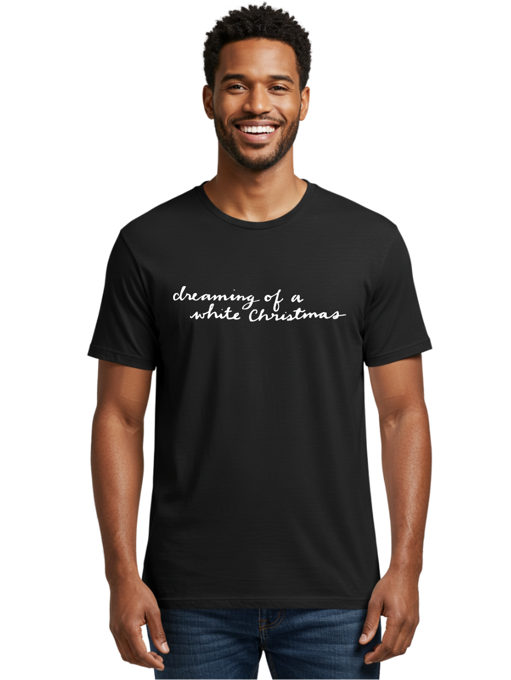 Dreaming-Of-White-Christmas Men'S Graphic Tee, 100% Cotton, Comfortable Casual Summer Wear, Machine Washable, White Christmas, Winter Wonderland, Festive Season, Holiday Cheer, Christmas Magic, Dreaming Of Snow, Seasonal Greetings -  Aaa863