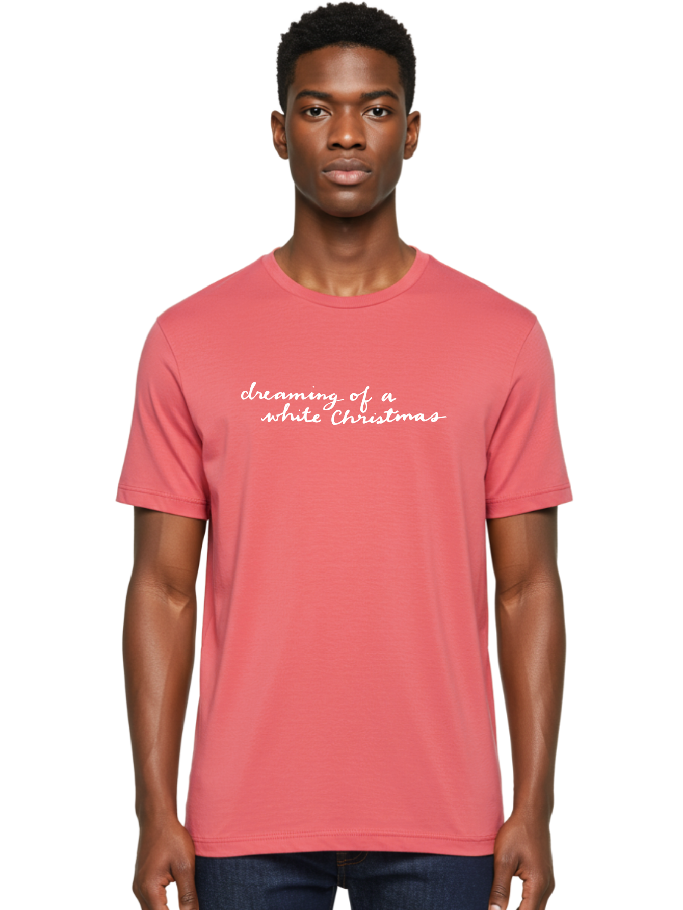 Dreaming-Of-White-Christmas Men'S Graphic Tee, 100% Cotton, Comfortable Casual Summer Wear, Machine Washable, White Christmas, Winter Wonderland, Festive Season, Holiday Cheer, Christmas Magic, Dreaming Of Snow, Seasonal Greetings -  Aaa863