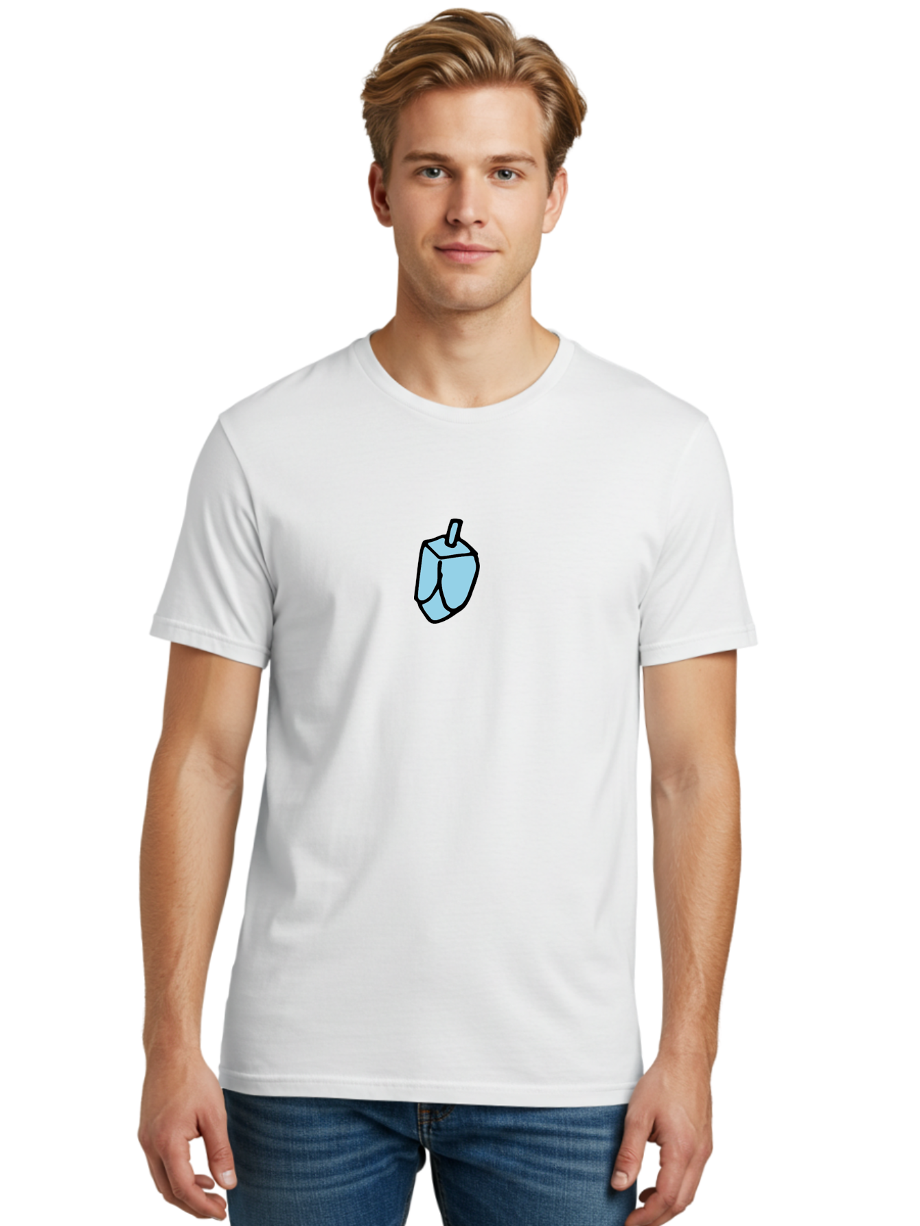 Dreidel Men'S Graphic Tee, 100% Cotton, Comfortable Casual Summer Wear, Machine Washable, Dreidel, Hanukkah, Jewish Tradition, Spinning Top, Jewish Holiday, Festive Symbol, Cultural Icon, Game Piece -  Aaa864