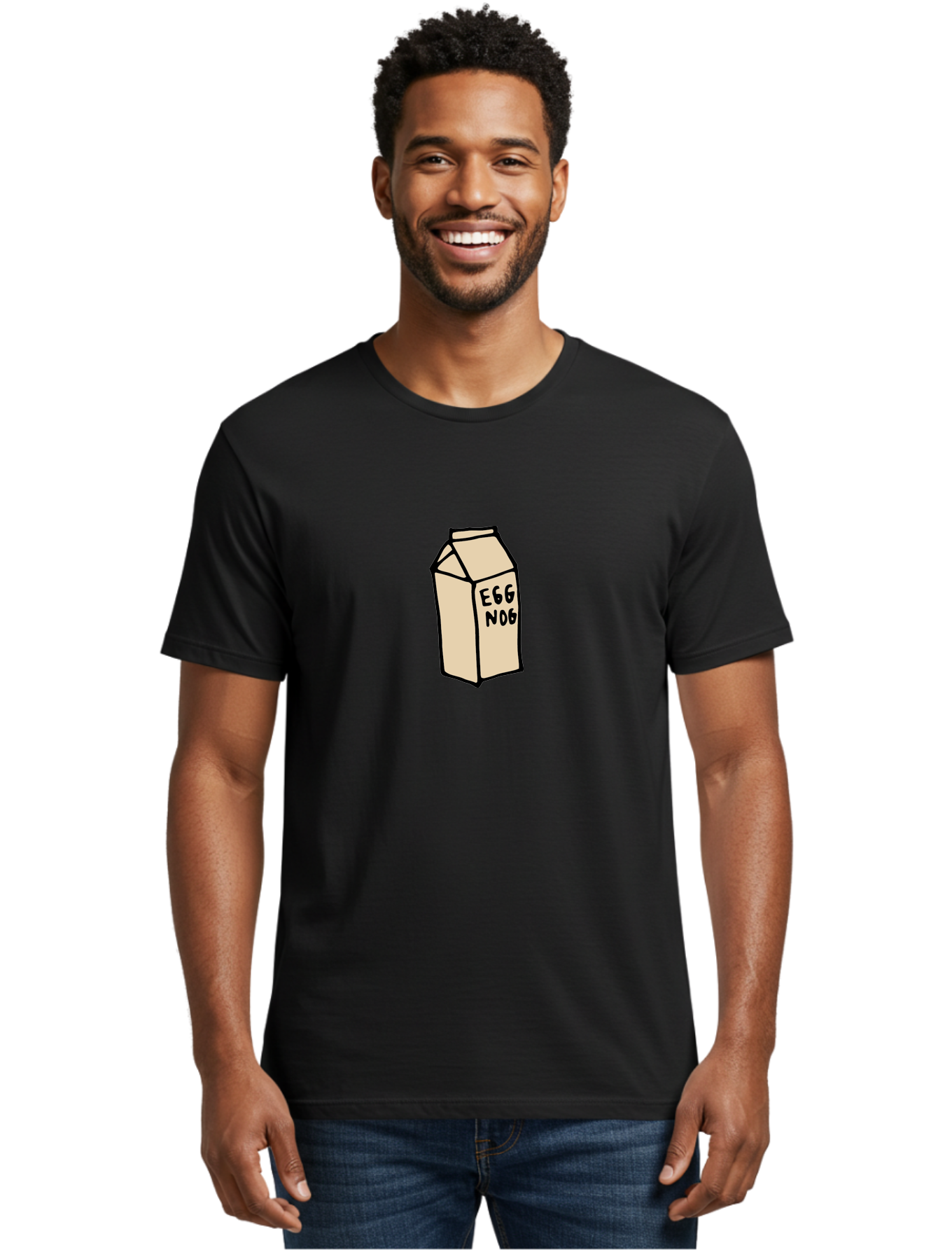 Egg-Nog Men'S Graphic Tee, 100% Cotton, Comfortable Casual Summer Wear, Machine Washable, Egg Nog Carton, Holiday Beverage, Festive Drink, Creamy Texture, Winter Season, Traditional Eggnog, Dairy Product -  Aaa866