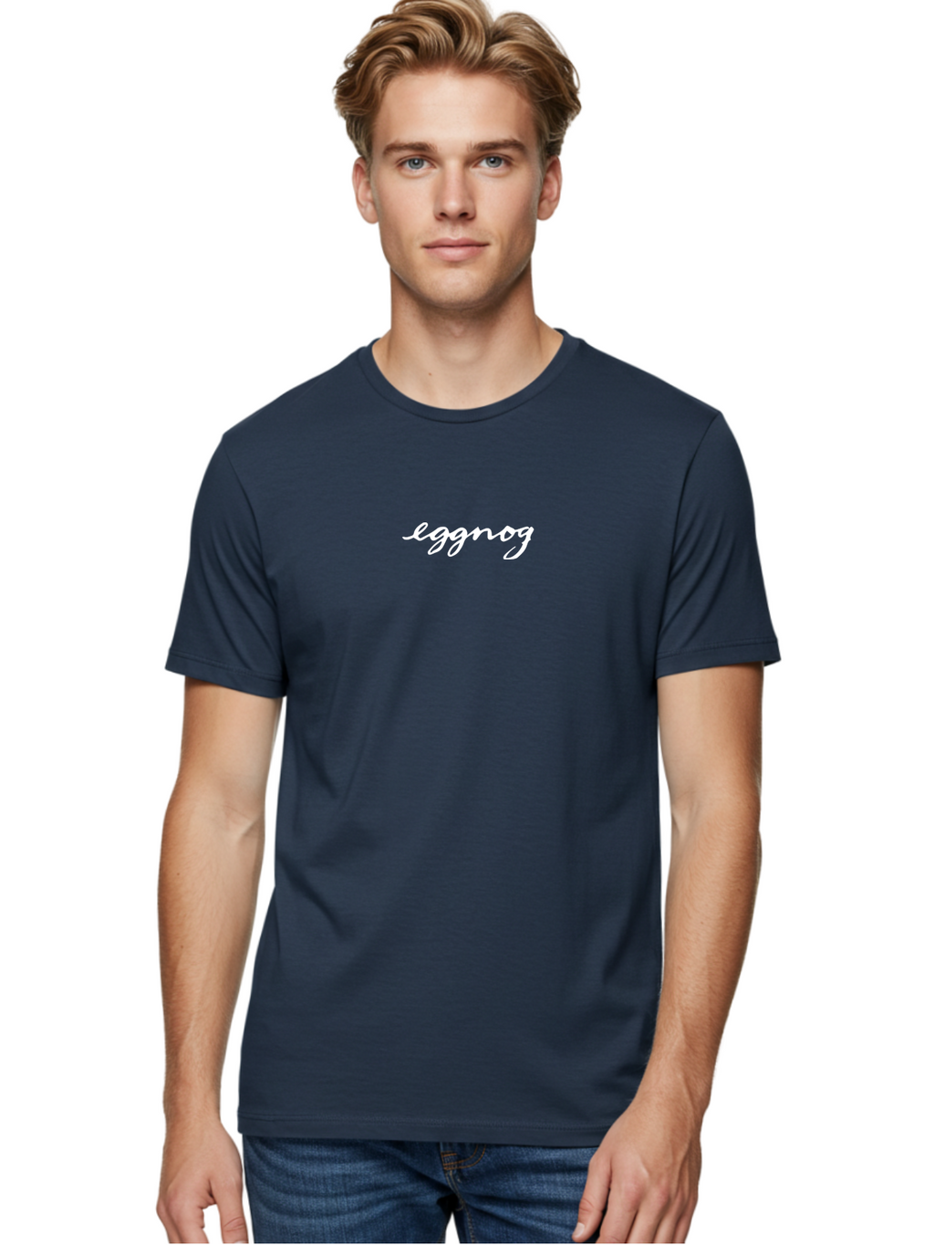 Eggnog Men'S Graphic Tee, 100% Cotton, Comfortable Casual Summer Wear, Machine Washable, Eggnog, Holiday Drink, Festive Beverage, Creamy Treat, Winter Warmer, Seasonal Delight, White Cursive Text -  Aaa868