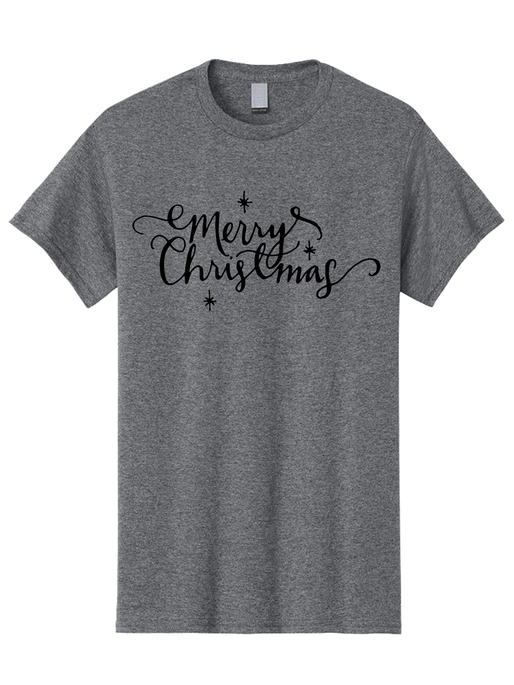 Emerry-Christmas Men'S Graphic Tee, 100% Cotton, Comfortable Casual Summer Wear, Machine Washable, Merry Christmas, Festive Greeting, Holiday Wishes, Cursive Script, Black Text, Starry Decorations, Winter Season, Holiday Cheer, -  Aaa869