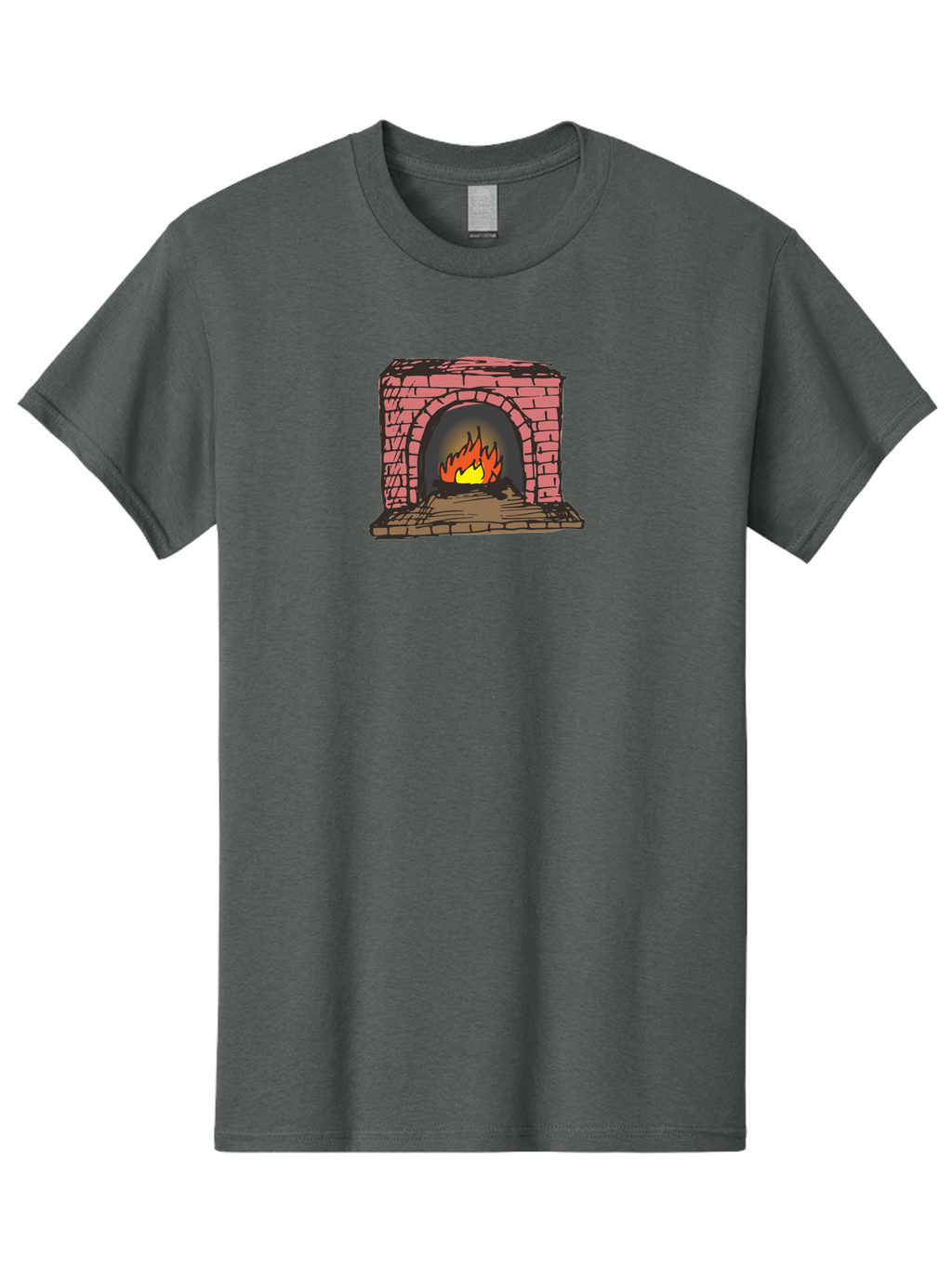 Fireplace-1 Men'S Graphic Tee, 100% Cotton, Comfortable Casual Summer Wear, Machine Washable, Cozy Fireplace, Burning Fire, Warm Flames, Brick Structure, Wooden Logs, Burning Wood, Warm Ambiance, Crackling Fire -  Aaa879