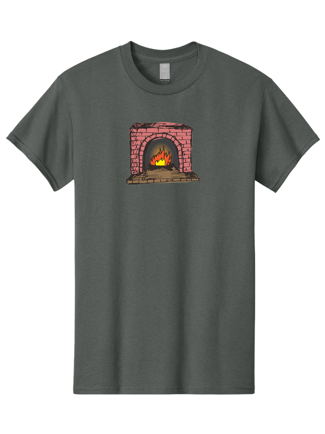 Fireplace-1 Men'S Graphic Tee, 100% Cotton, Comfortable Casual Summer Wear, Machine Washable, Cozy Fireplace, Burning Fire, Warm Flames, Brick Structure, Wooden Logs, Burning Wood, Warm Ambiance, Crackling Fire -  Aaa879