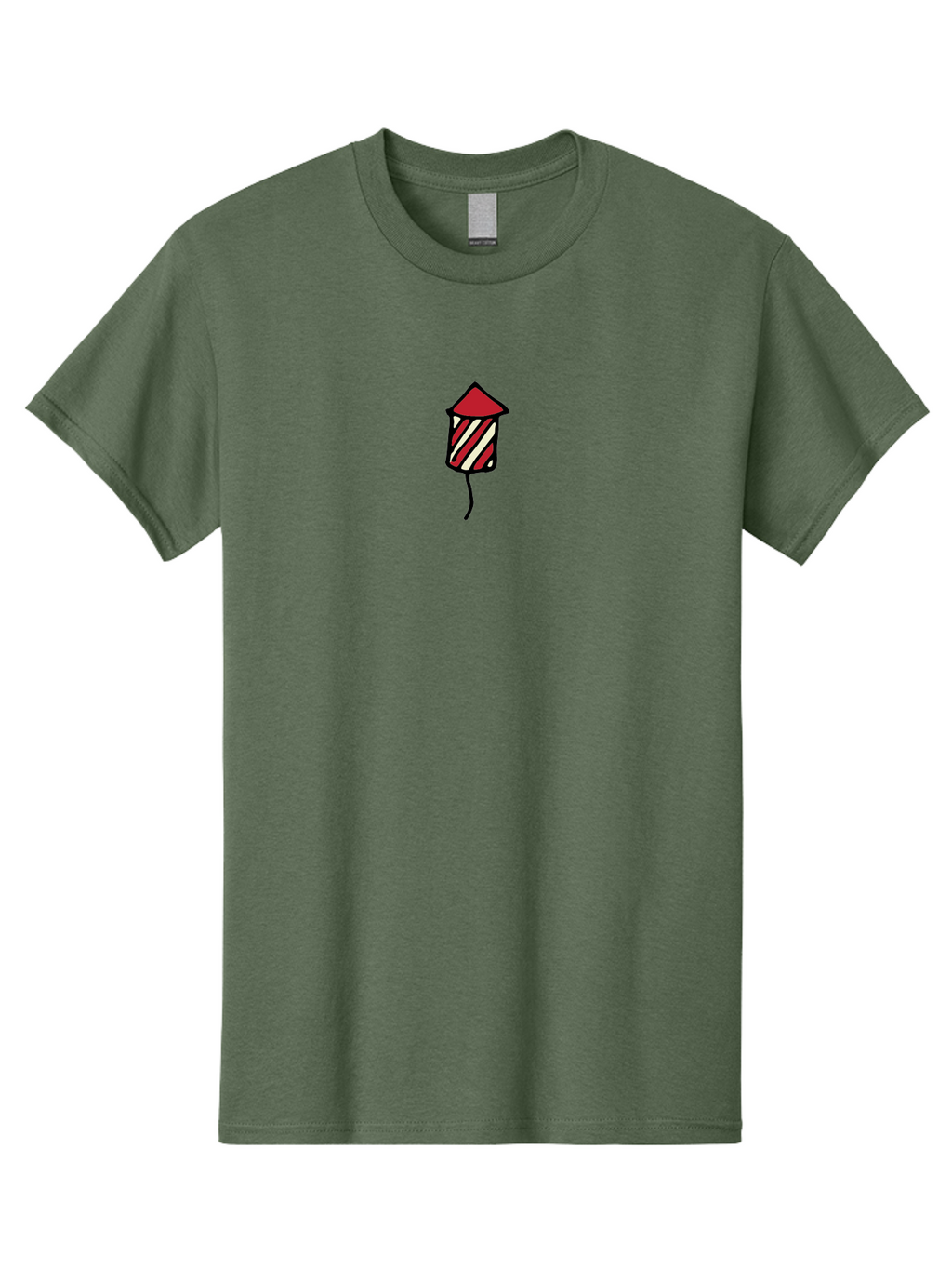 Firework Men'S Graphic Tee, 100% Cotton, Comfortable Casual Summer Wear, Machine Washable, Firework Illustration, Red And White Stripes, Festive Celebration, Cartoon Style, Simple Design, Holiday Theme, Vibrant Colors -  Aaa881