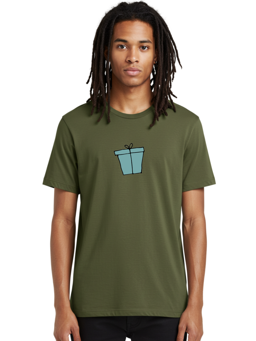 Gift-Box-4 Men'S Graphic Tee, 100% Cotton, Comfortable Casual Summer Wear, Machine Washable, Gift Box, Wrapped Present, Bow On Top, Simple Design, Minimalist Style, Illustration Art, Special Occasion, Celebratory Gift, -  Aaa893