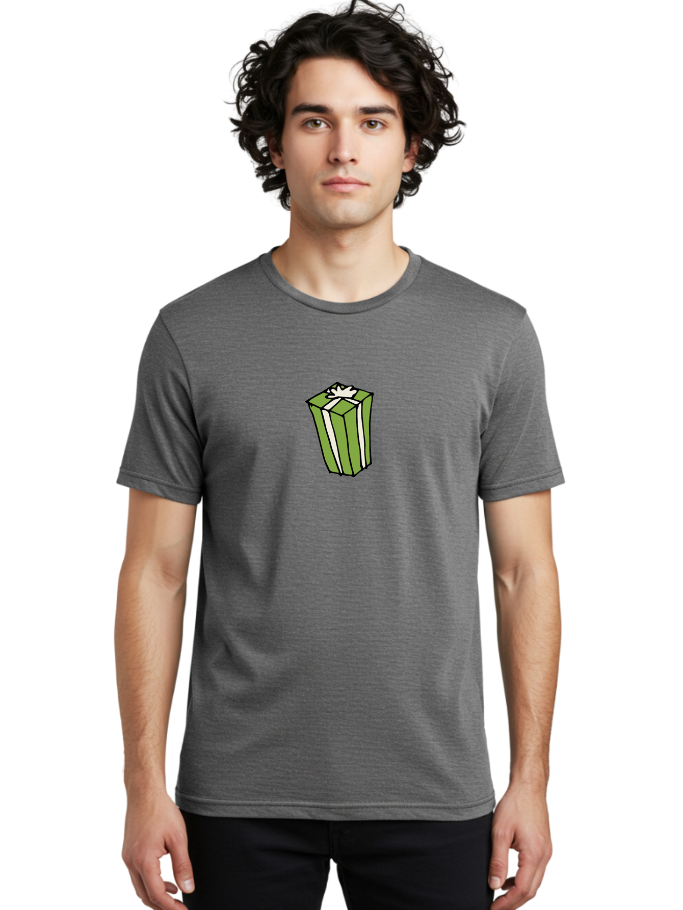 Gift-Box-5 Men'S Graphic Tee, 100% Cotton, Comfortable Casual Summer Wear, Machine Washable, Gift Box, Wrapped Present, Ribbon, Bow, Green Wrapping, Festive, Celebration, Special Occasion, Gift Giving, Present Box, Holiday Gift -  Aaa894