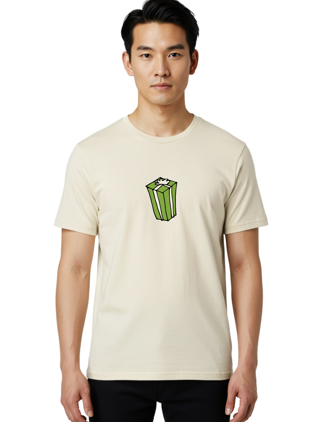Gift-Box-5 Men'S Graphic Tee, 100% Cotton, Comfortable Casual Summer Wear, Machine Washable, Gift Box, Wrapped Present, Ribbon, Bow, Green Wrapping, Festive, Celebration, Special Occasion, Gift Giving, Present Box, Holiday Gift -  Aaa894