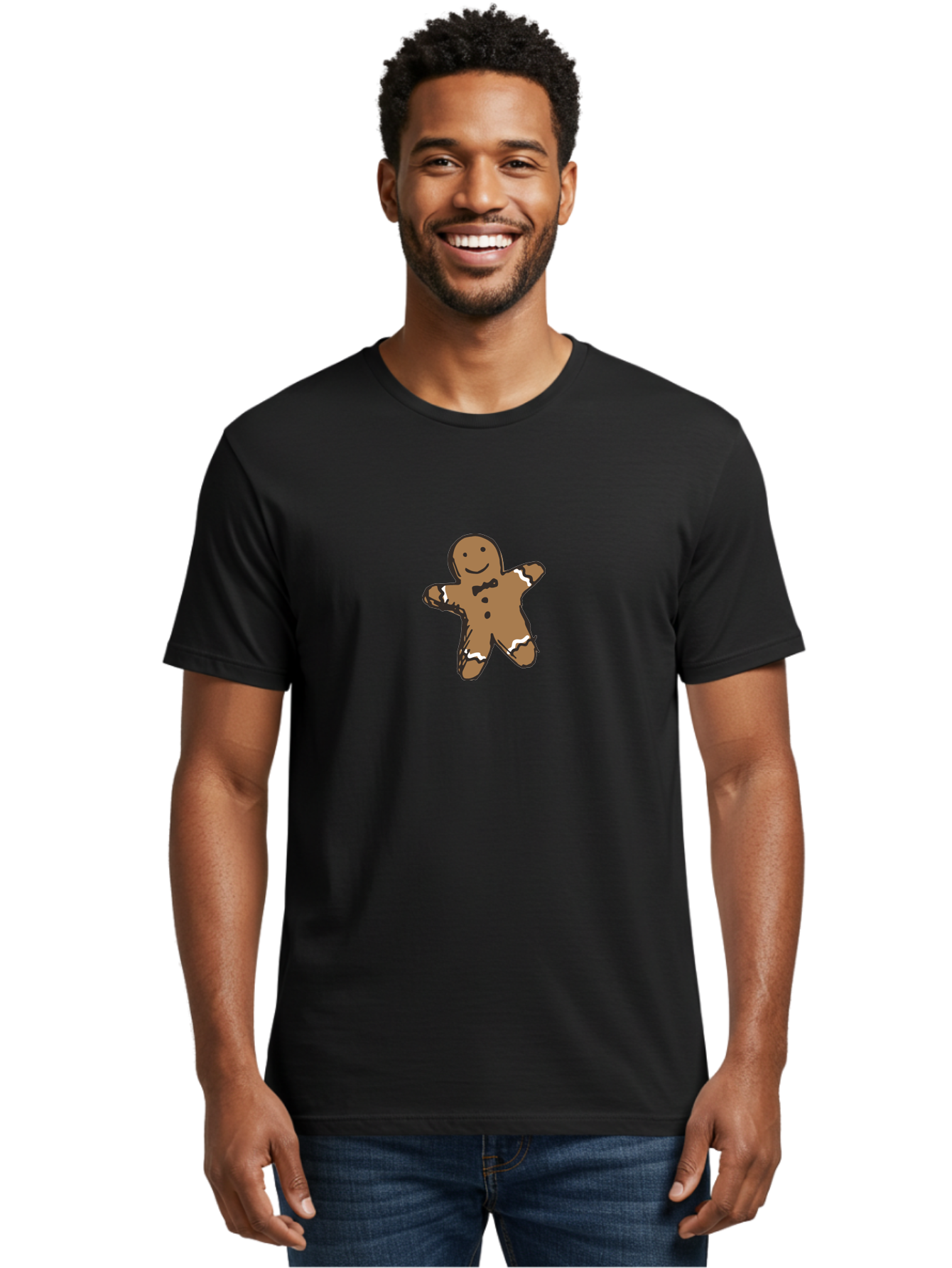 Gingerbread-Man-3 Men'S Graphic Tee, 100% Cotton, Comfortable Casual Summer Wear, Machine Washable, Gingerbread Man, Festive Treat, Holiday Cookie, Sweet Delight, Icing Decorations, Cartoon Character, Christmas Cookie, Baking Fun -  Aaa899
