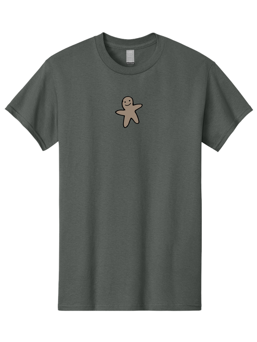 Gingerbread-Man-5 Men'S Graphic Tee, 100% Cotton, Comfortable Casual Summer Wear, Machine Washable, Cartoon Character, Gingerbread Man, Black Outline, Smiling Face, Festive Treat, Holiday Baking, Sweet Delight, Cookie Love, Adorable Figure -  Aaa901