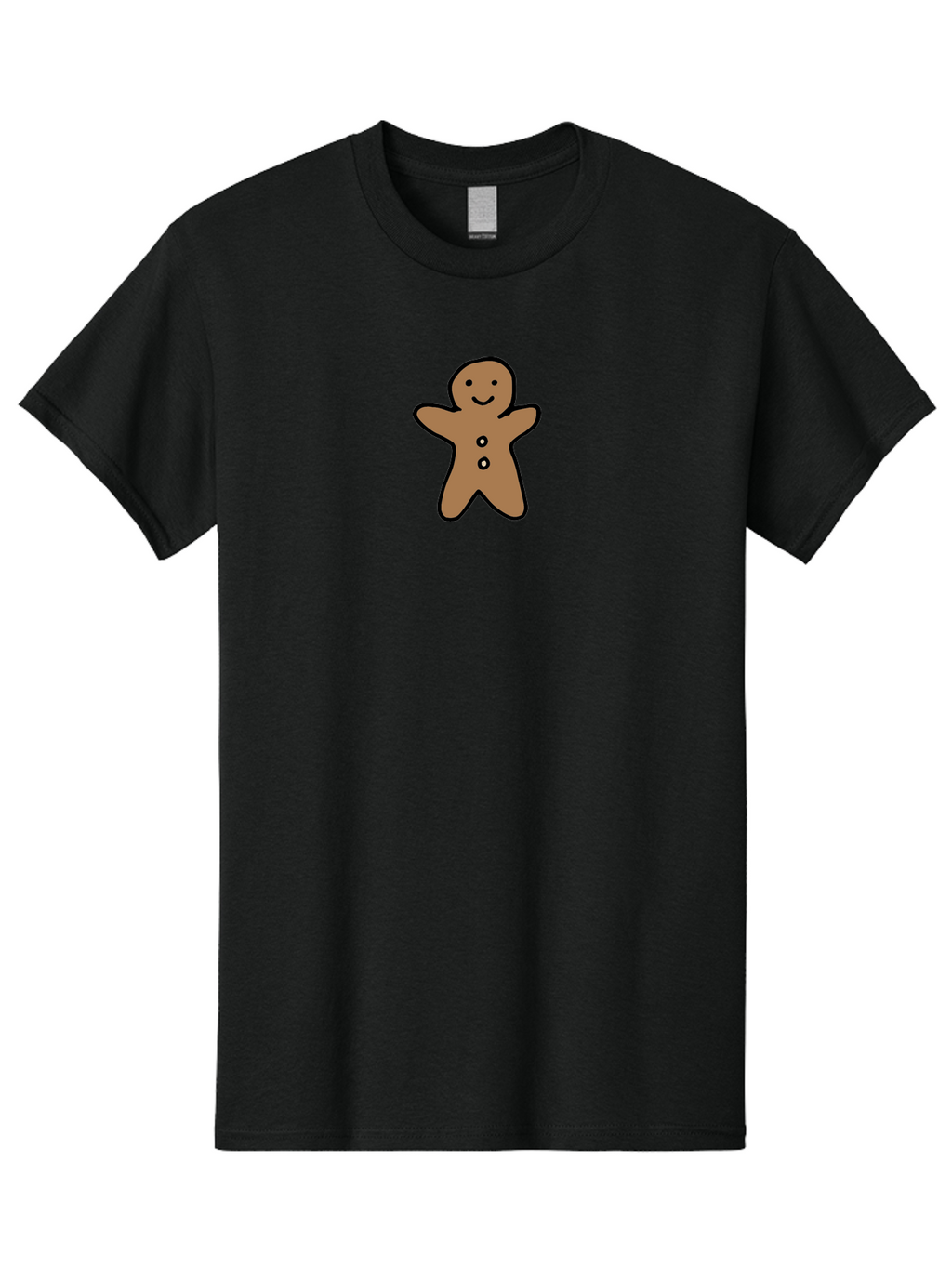 Gingerbread-Man-6 Men'S Graphic Tee, 100% Cotton, Comfortable Casual Summer Wear, Machine Washable, Gingerbread Man, Cartoon Character, Smiling Face, Black Outline, Sweet Treat, Holiday Cookie, Festive Dessert, Whimsical Illustration, -  Aaa902