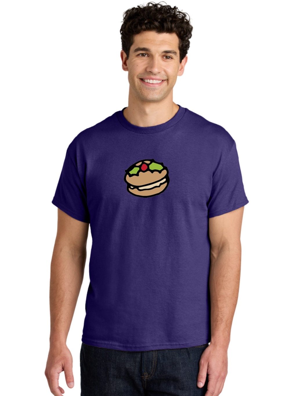 Hamburger Men'S Graphic Tee, 100% Cotton, Comfortable Casual Summer Wear, Machine Washable, Cartoon Hamburger, Sandwich Illustration, Fast Food, Burger Art, Simple Drawing, Kawaii Food, Doodle Art, Cartoon Style -  Aaa907