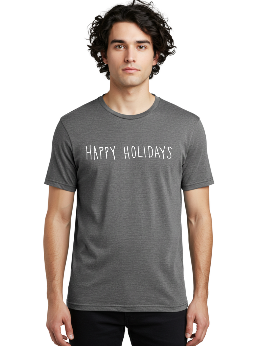 Happy-Holidays-8 Men'S Graphic Tee, 100% Cotton, Comfortable Casual Summer Wear, Machine Washable, Happy Holidays, Festive Greeting, Holiday Wishes, Season'S Greetings, Celebration Message, Joyful Holiday -  Aaa920