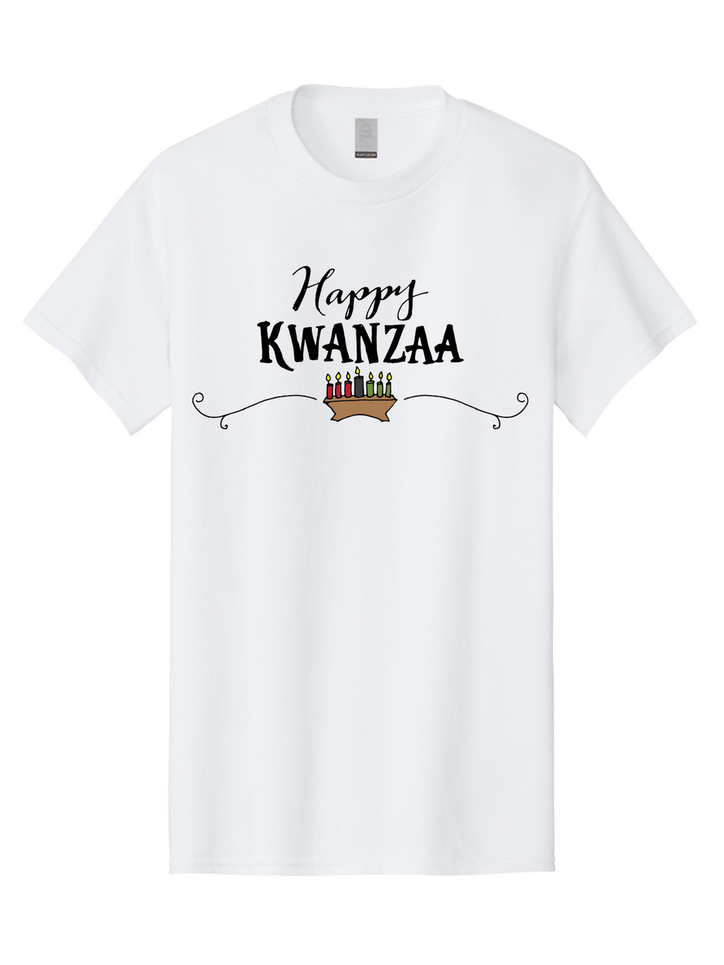 Happy-Kwanzaa Men'S Graphic Tee, 100% Cotton, Comfortable Casual Summer Wear, Machine Washable, Happy Kwanzaa, Kinara Candles, African American Culture, Celebration, Unity, Community, Holiday Greeting -  Aaa922