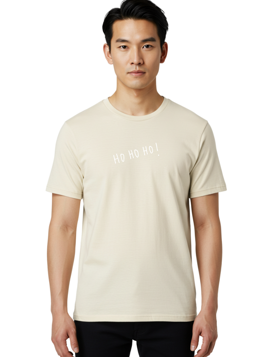 Ho-Ho-Ho Men'S Graphic Tee, 100% Cotton, Comfortable Casual Summer Wear, Machine Washable, Holiday Cheer, Festive Greeting, Jolly Phrase, Christmas Humor, Fun Phrase, Playful Text, Joyful Message -  Aaa927