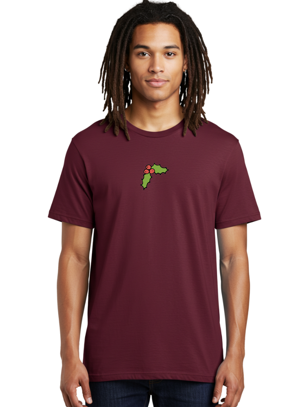 Holly-2 Men'S Graphic Tee, 100% Cotton, Comfortable Casual Summer Wear, Machine Washable, Holiday Decor, Christmas Symbolism, Festive Red Berries, Green Holly Leaves, Winter Wonderland, Seasonal Greetings, Christmas Cheer -  Aaa929