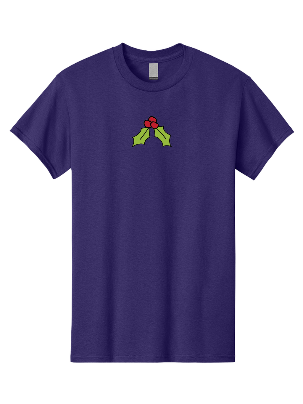 Holly-5 Men'S Graphic Tee, 100% Cotton, Comfortable Casual Summer Wear, Machine Washable, Holiday Decoration, Festive Symbol, Christmas Icon, Red Berries, Green Leaves, Winter Decor, Seasonal Graphic, Cartoon Illustration, Simple Design -  Aaa932