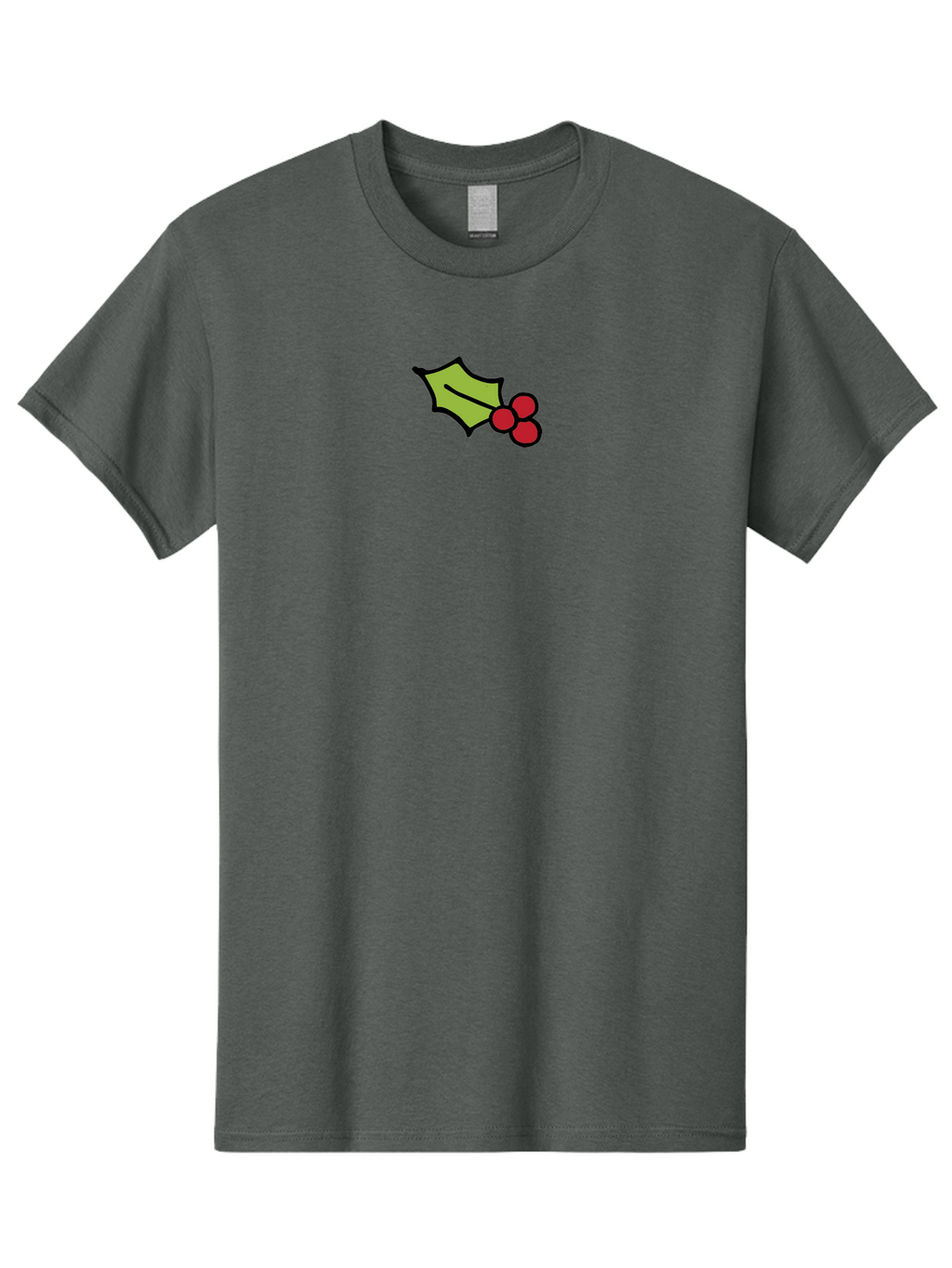 Holly-Leaves-And-Berries-1 Men'S Graphic Tee, 100% Cotton, Comfortable Casual Summer Wear, Machine Washable, Holly Leaf Illustration, Red Berries, Festive Decor, Holiday Theme, Christmas Symbol, Winter Decoration, Cartoon Style, -  Aaa934