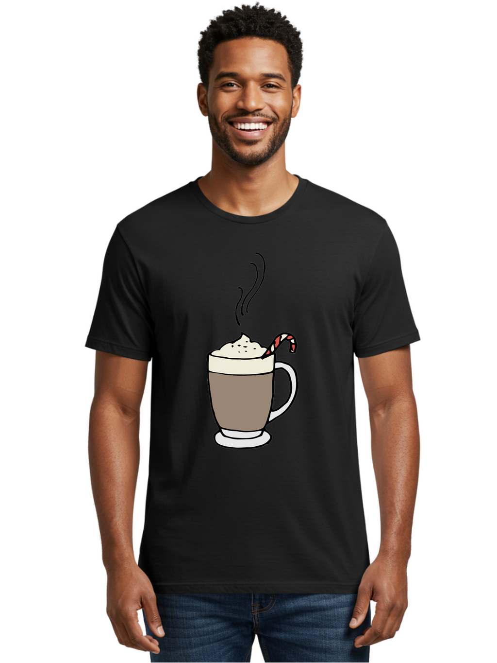 Hot-Chocolate-1 Men'S Graphic Tee, 100% Cotton, Comfortable Casual Summer Wear, Machine Washable, Hot Chocolate, Whipped Cream, Candy Cane, Holiday Drink, Sweet Treat, Festive Beverage, Marshmallow Topping, Chocolatey Goodness, -  Aaa939
