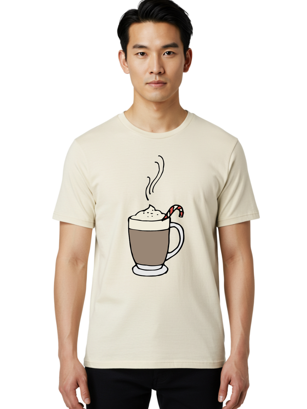 Hot-Chocolate-1 Men'S Graphic Tee, 100% Cotton, Comfortable Casual Summer Wear, Machine Washable, Hot Chocolate, Whipped Cream, Candy Cane, Holiday Drink, Sweet Treat, Festive Beverage, Marshmallow Topping, Chocolatey Goodness, -  Aaa939