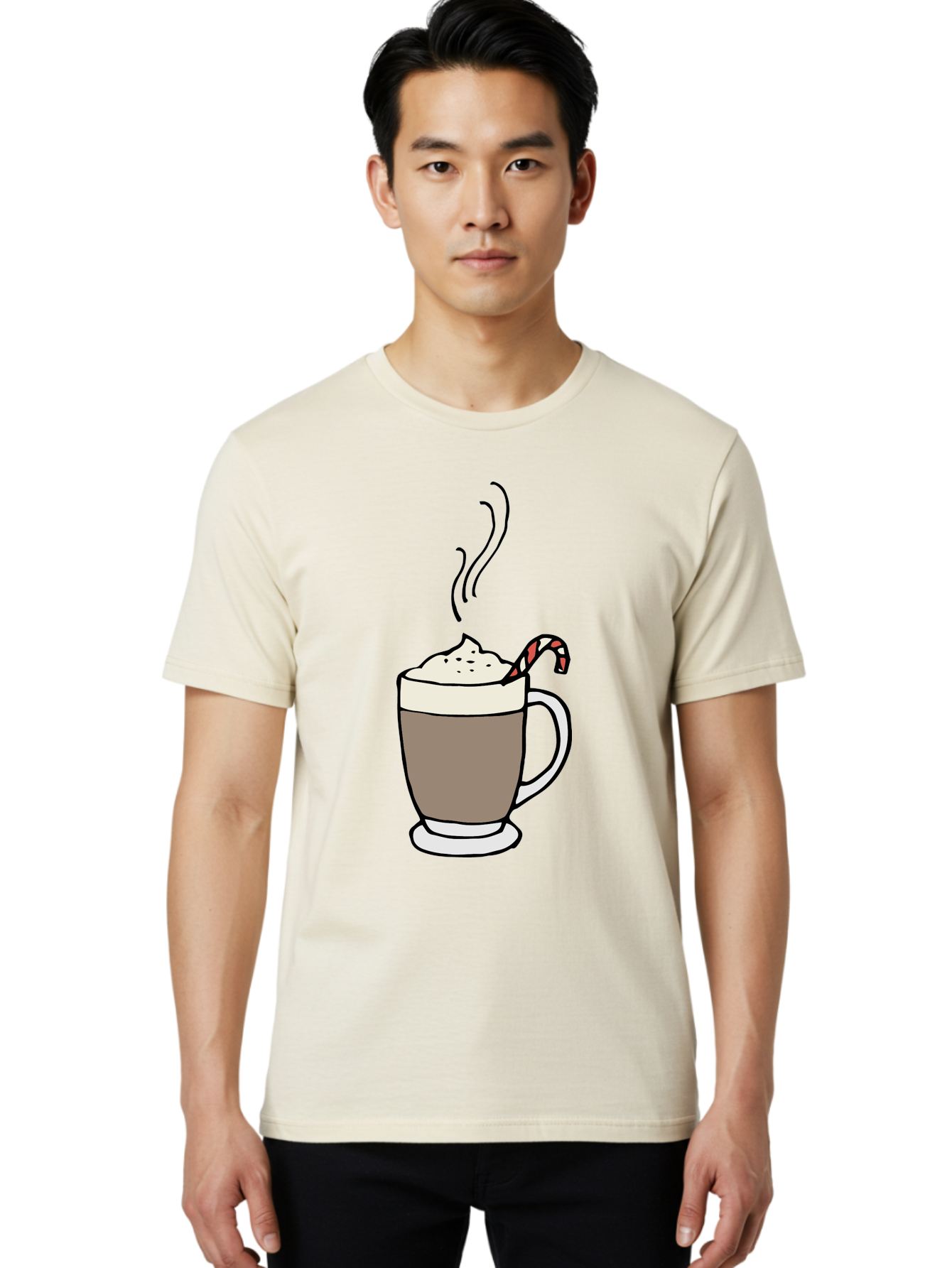 Hot-Chocolate-1 Men'S Graphic Tee, 100% Cotton, Comfortable Casual Summer Wear, Machine Washable, Hot Chocolate, Whipped Cream, Candy Cane, Holiday Drink, Sweet Treat, Festive Beverage, Marshmallow Topping, Chocolatey Goodness, -  Aaa939