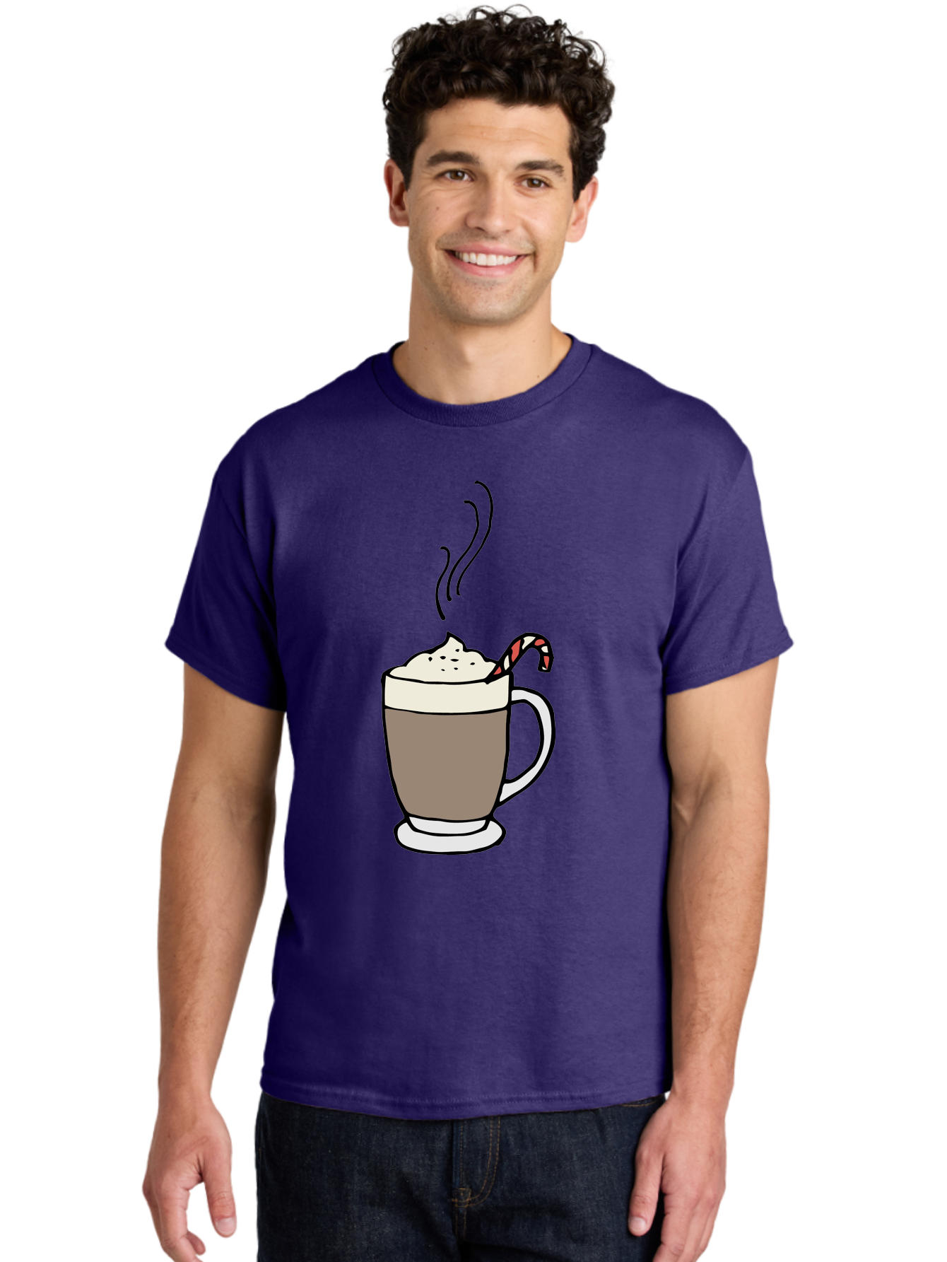Hot-Chocolate-1 Men'S Graphic Tee, 100% Cotton, Comfortable Casual Summer Wear, Machine Washable, Hot Chocolate, Whipped Cream, Candy Cane, Holiday Drink, Sweet Treat, Festive Beverage, Marshmallow Topping, Chocolatey Goodness, -  Aaa939