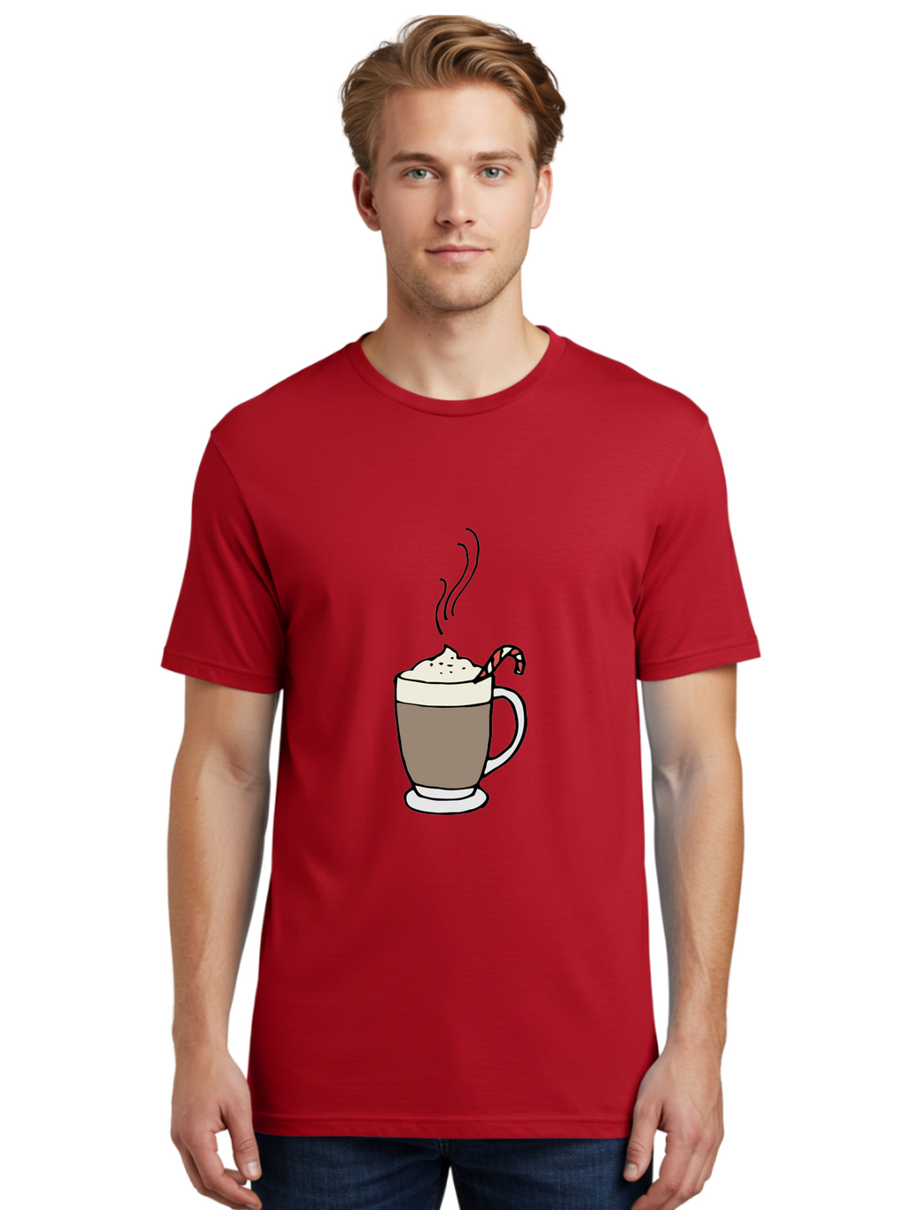 Hot-Chocolate-1 Men'S Graphic Tee, 100% Cotton, Comfortable Casual Summer Wear, Machine Washable, Hot Chocolate, Whipped Cream, Candy Cane, Holiday Drink, Sweet Treat, Festive Beverage, Marshmallow Topping, Chocolatey Goodness, -  Aaa939