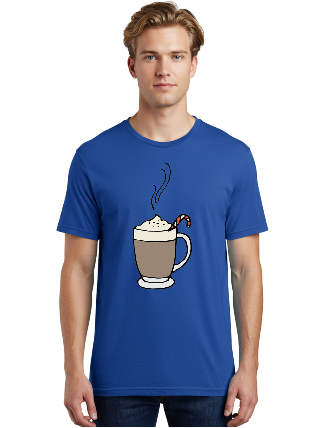 Hot-Chocolate-1 Men'S Graphic Tee, 100% Cotton, Comfortable Casual Summer Wear, Machine Washable, Hot Chocolate, Whipped Cream, Candy Cane, Holiday Drink, Sweet Treat, Festive Beverage, Marshmallow Topping, Chocolatey Goodness, -  Aaa939