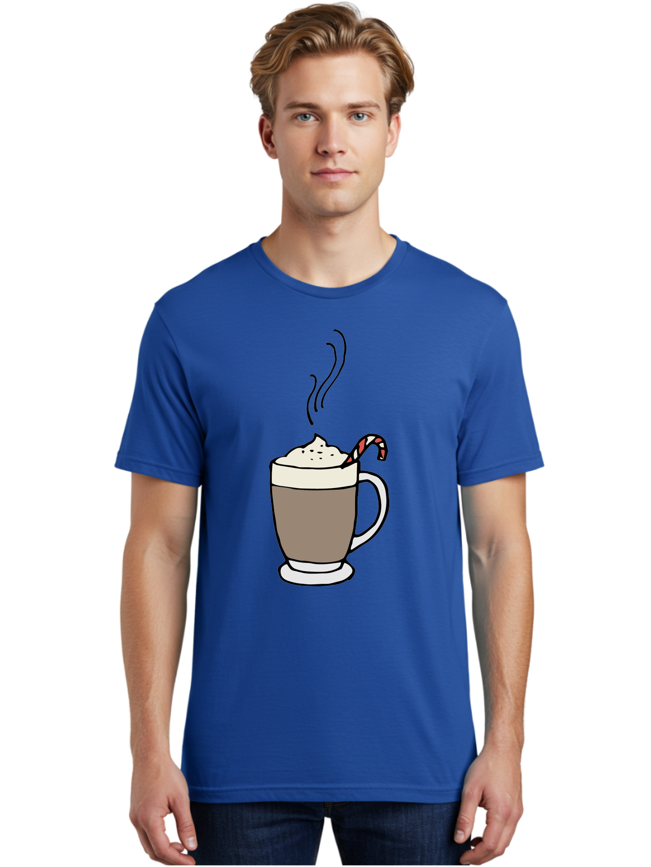 Hot-Chocolate-1 Men'S Graphic Tee, 100% Cotton, Comfortable Casual Summer Wear, Machine Washable, Hot Chocolate, Whipped Cream, Candy Cane, Holiday Drink, Sweet Treat, Festive Beverage, Marshmallow Topping, Chocolatey Goodness, -  Aaa939
