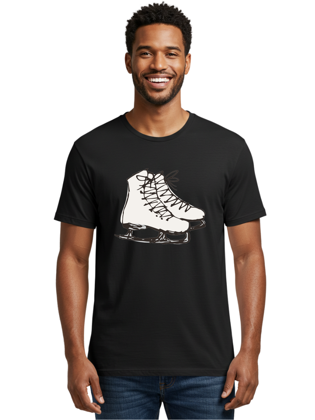 Ice-Skates-1 Men'S Graphic Tee, 100% Cotton, Comfortable Casual Summer Wear, Machine Washable, Ice Skates, Winter Sports, Figure Skating, Ice Skating, Laced Boots, Winter Fun, Cold Weather Activities, Frozen Rink -  Aaa944