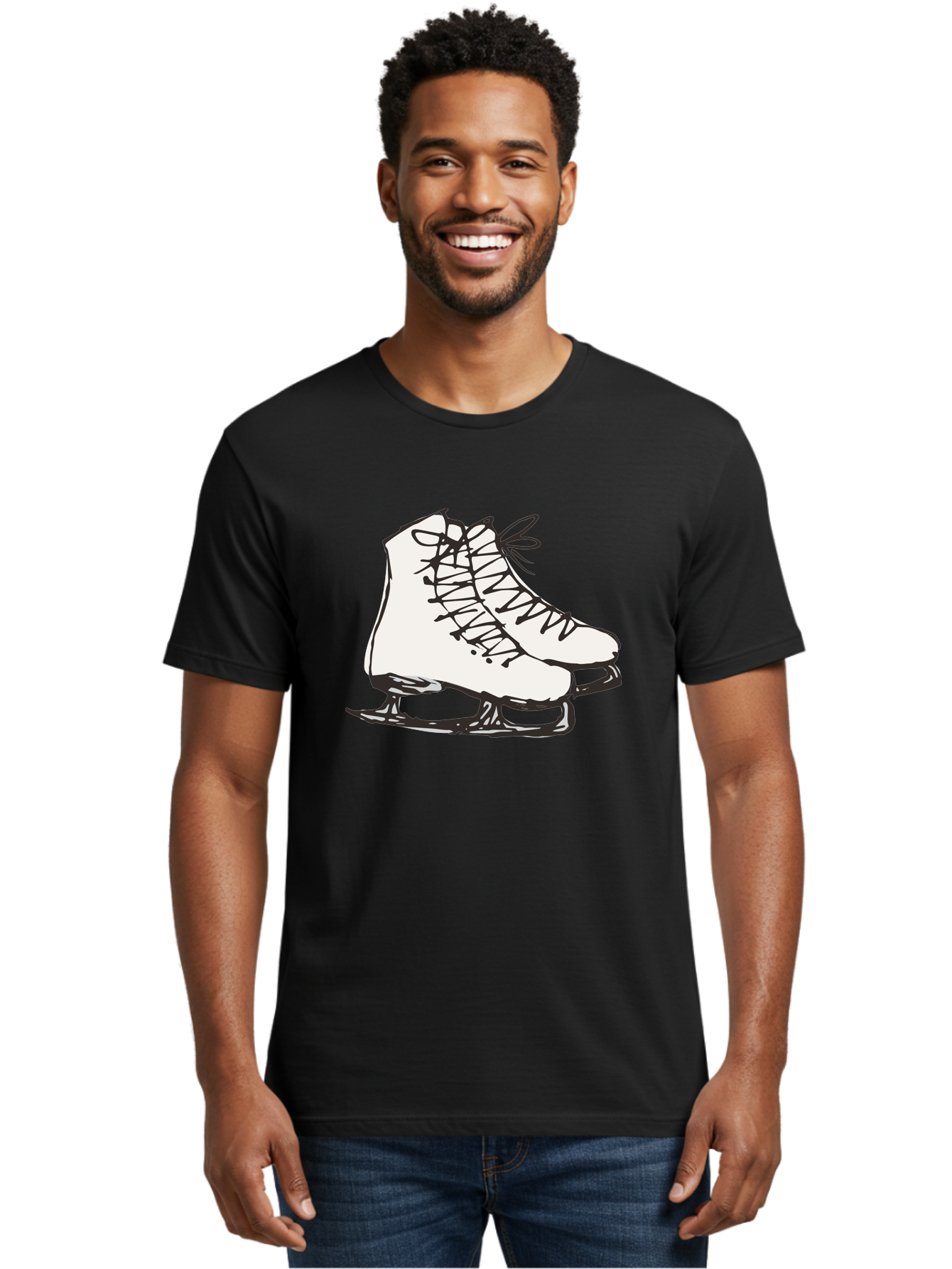 Ice-Skates-1 Men'S Graphic Tee, 100% Cotton, Comfortable Casual Summer Wear, Machine Washable, Ice Skates, Winter Sports, Figure Skating, Ice Skating, Laced Boots, Winter Fun, Cold Weather Activities, Frozen Rink -  Aaa944