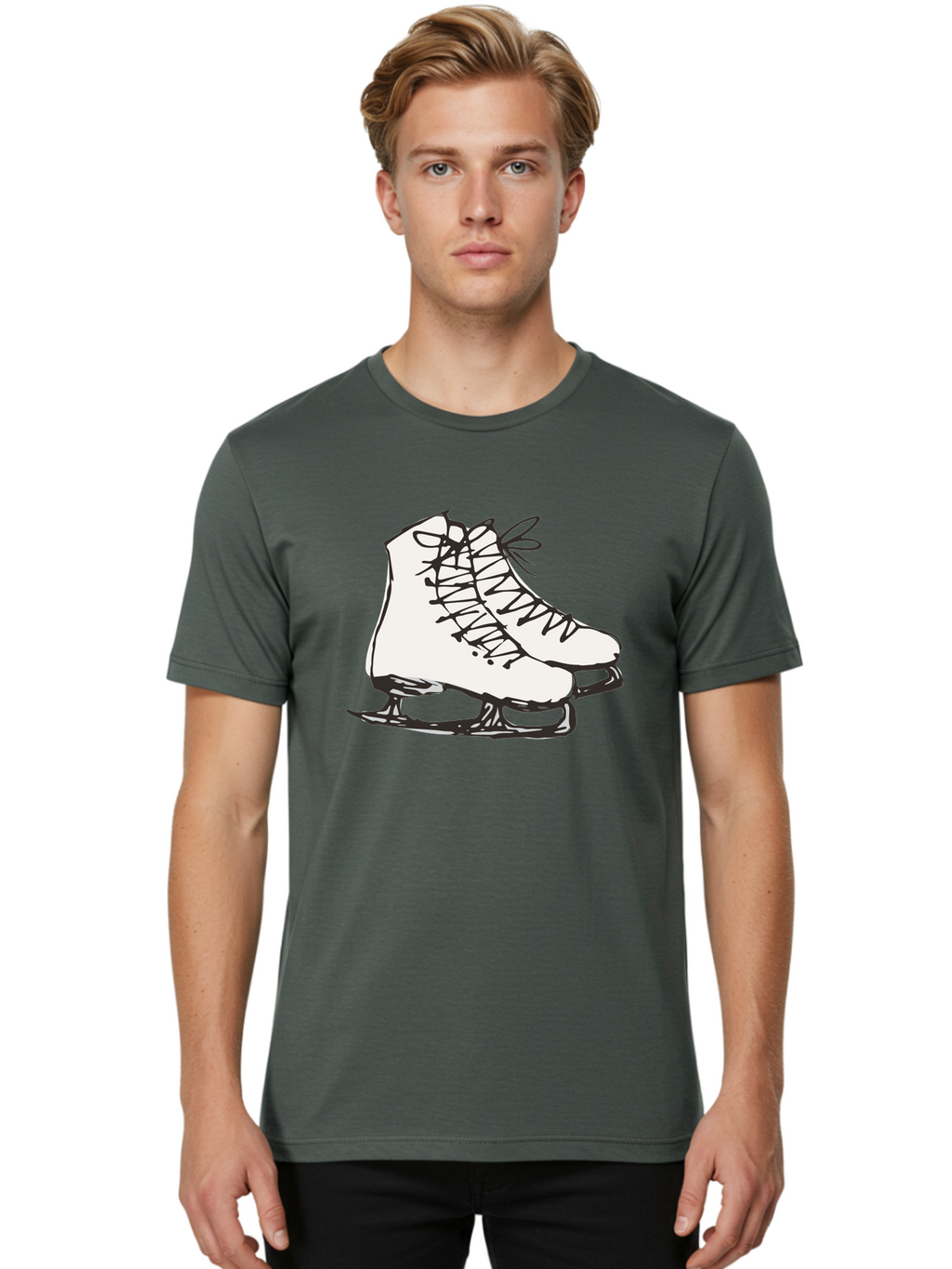Ice-Skates-1 Men'S Graphic Tee, 100% Cotton, Comfortable Casual Summer Wear, Machine Washable, Ice Skates, Winter Sports, Figure Skating, Ice Skating, Laced Boots, Winter Fun, Cold Weather Activities, Frozen Rink -  Aaa944