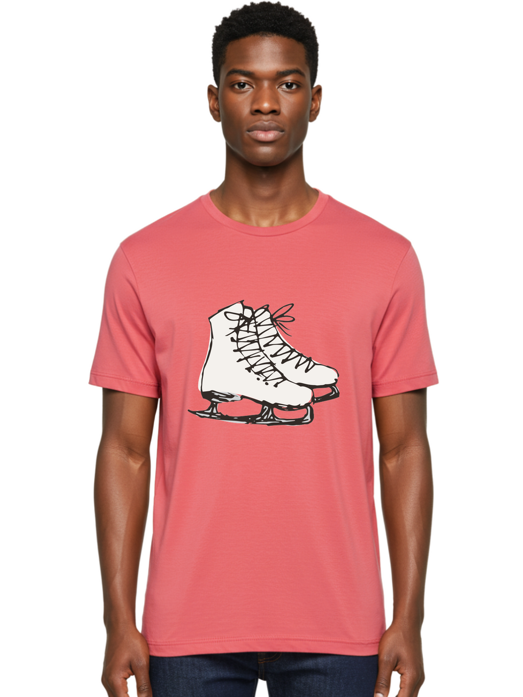 Ice-Skates-1 Men'S Graphic Tee, 100% Cotton, Comfortable Casual Summer Wear, Machine Washable, Ice Skates, Winter Sports, Figure Skating, Ice Skating, Laced Boots, Winter Fun, Cold Weather Activities, Frozen Rink -  Aaa944