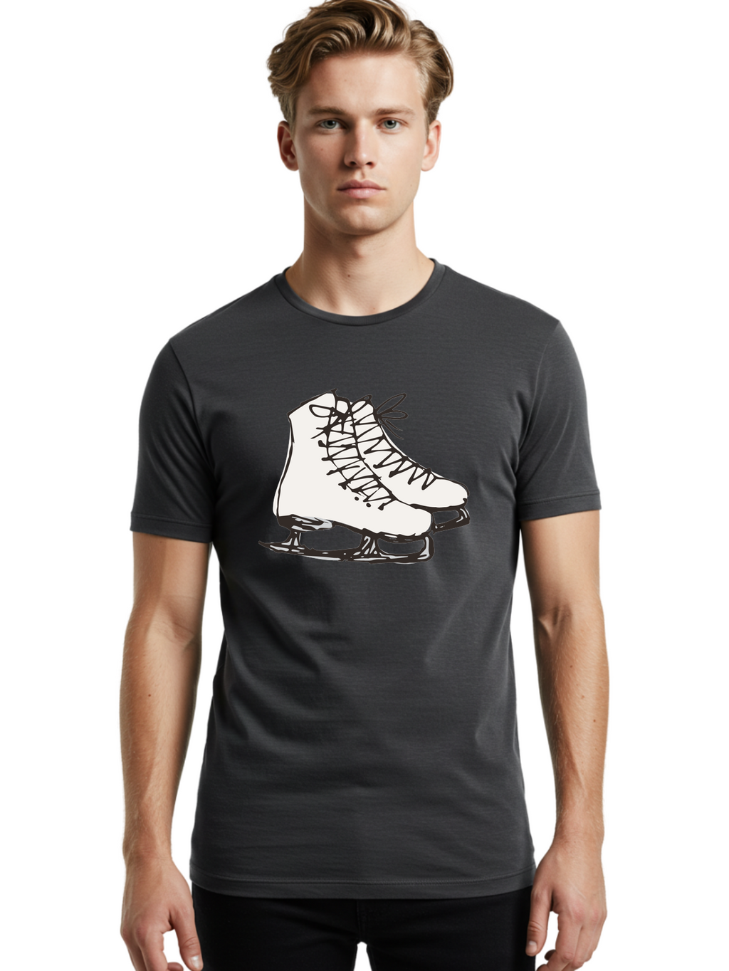 Ice-Skates-1 Men'S Graphic Tee, 100% Cotton, Comfortable Casual Summer Wear, Machine Washable, Ice Skates, Winter Sports, Figure Skating, Ice Skating, Laced Boots, Winter Fun, Cold Weather Activities, Frozen Rink -  Aaa944