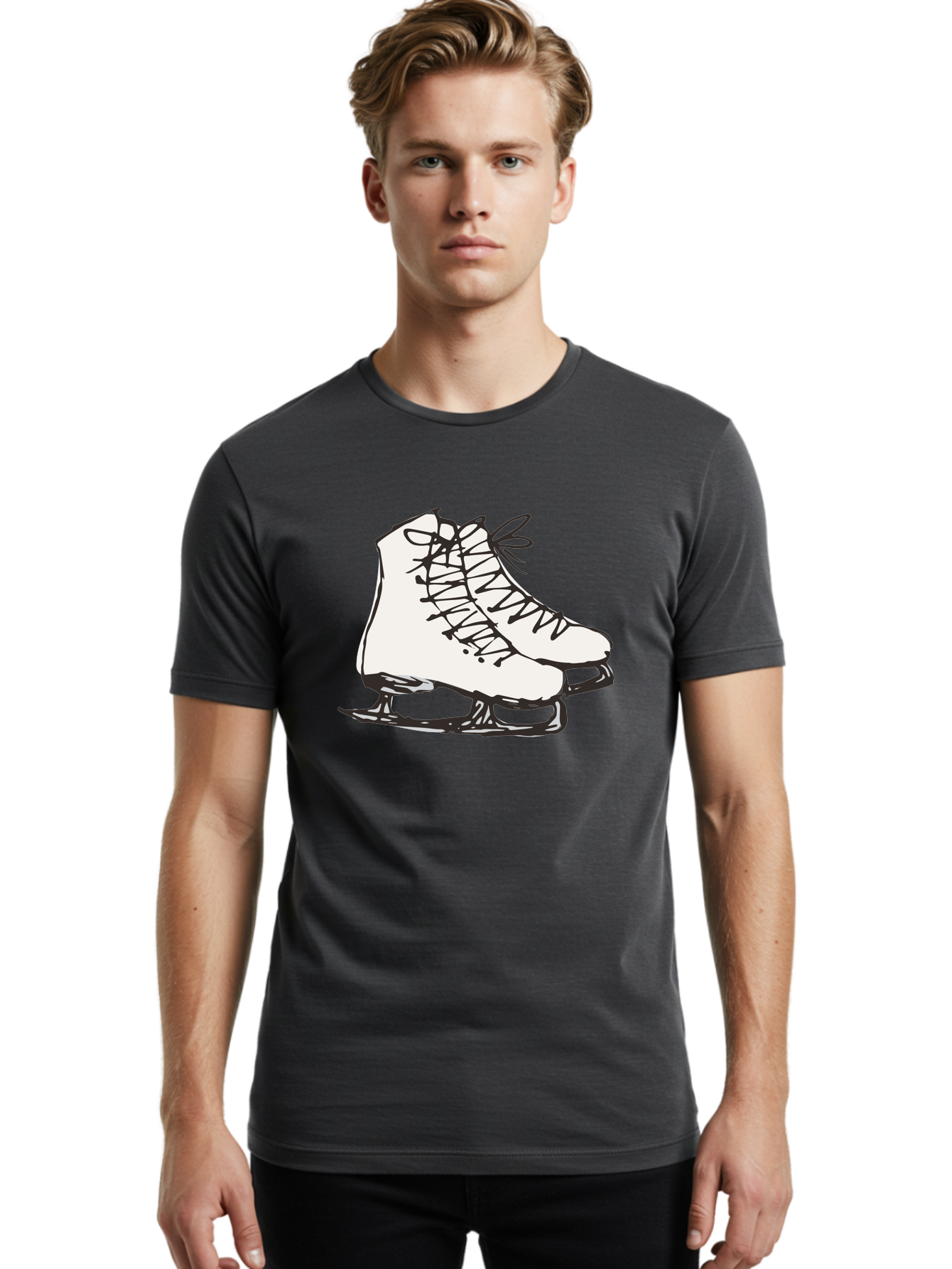 Ice-Skates-1 Men'S Graphic Tee, 100% Cotton, Comfortable Casual Summer Wear, Machine Washable, Ice Skates, Winter Sports, Figure Skating, Ice Skating, Laced Boots, Winter Fun, Cold Weather Activities, Frozen Rink -  Aaa944