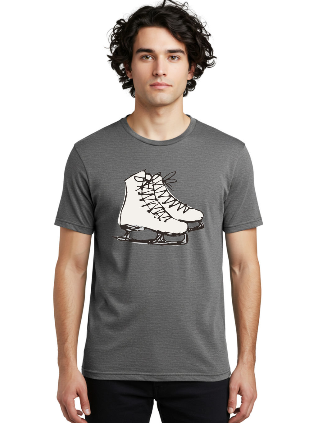 Ice-Skates-1 Men'S Graphic Tee, 100% Cotton, Comfortable Casual Summer Wear, Machine Washable, Ice Skates, Winter Sports, Figure Skating, Ice Skating, Laced Boots, Winter Fun, Cold Weather Activities, Frozen Rink -  Aaa944