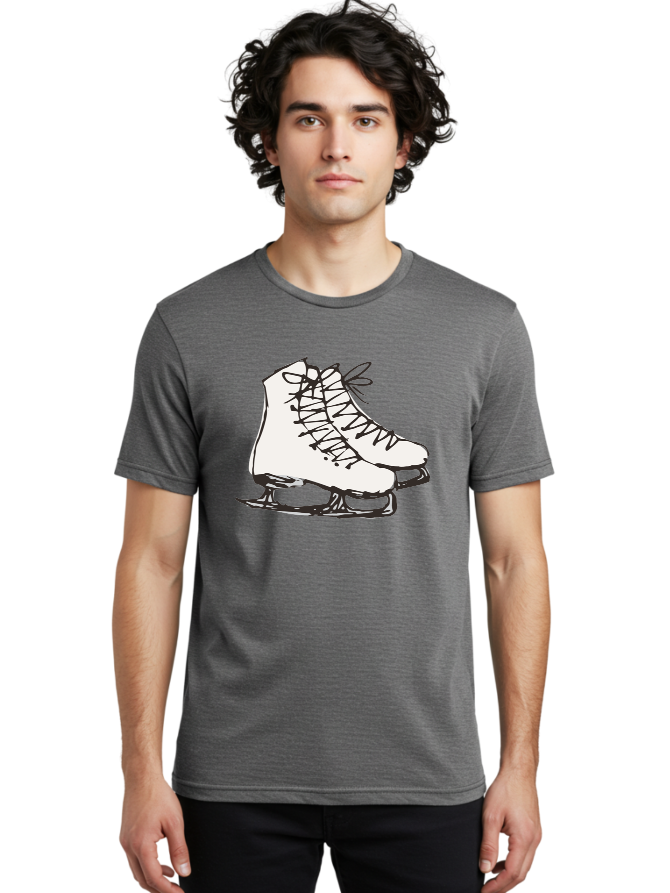 Ice-Skates-1 Men'S Graphic Tee, 100% Cotton, Comfortable Casual Summer Wear, Machine Washable, Ice Skates, Winter Sports, Figure Skating, Ice Skating, Laced Boots, Winter Fun, Cold Weather Activities, Frozen Rink -  Aaa944