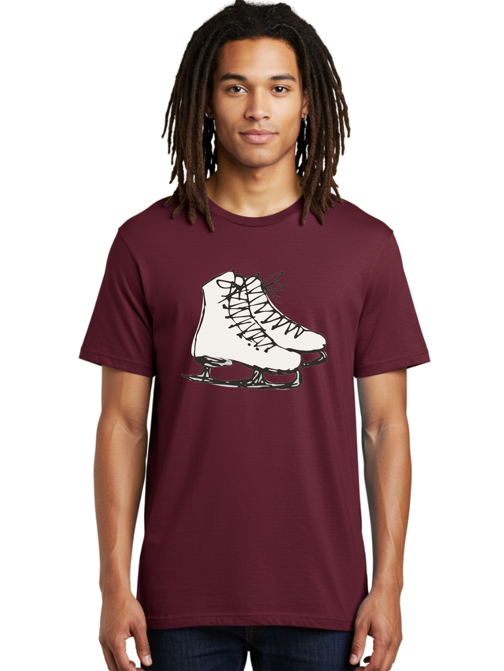 Ice-Skates-1 Men'S Graphic Tee, 100% Cotton, Comfortable Casual Summer Wear, Machine Washable, Ice Skates, Winter Sports, Figure Skating, Ice Skating, Laced Boots, Winter Fun, Cold Weather Activities, Frozen Rink -  Aaa944