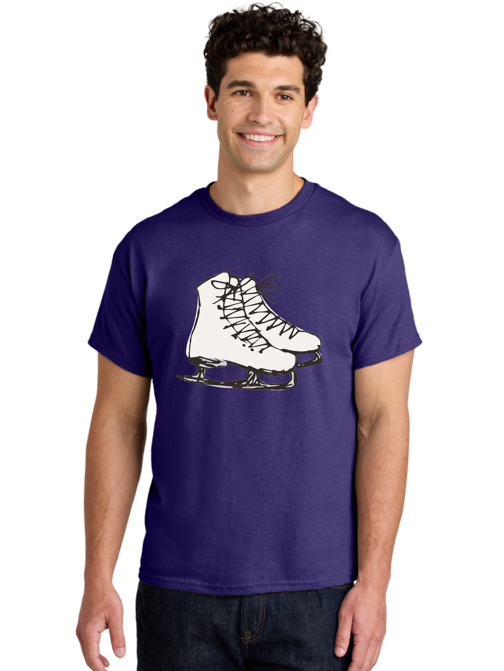 Ice-Skates-1 Men'S Graphic Tee, 100% Cotton, Comfortable Casual Summer Wear, Machine Washable, Ice Skates, Winter Sports, Figure Skating, Ice Skating, Laced Boots, Winter Fun, Cold Weather Activities, Frozen Rink -  Aaa944