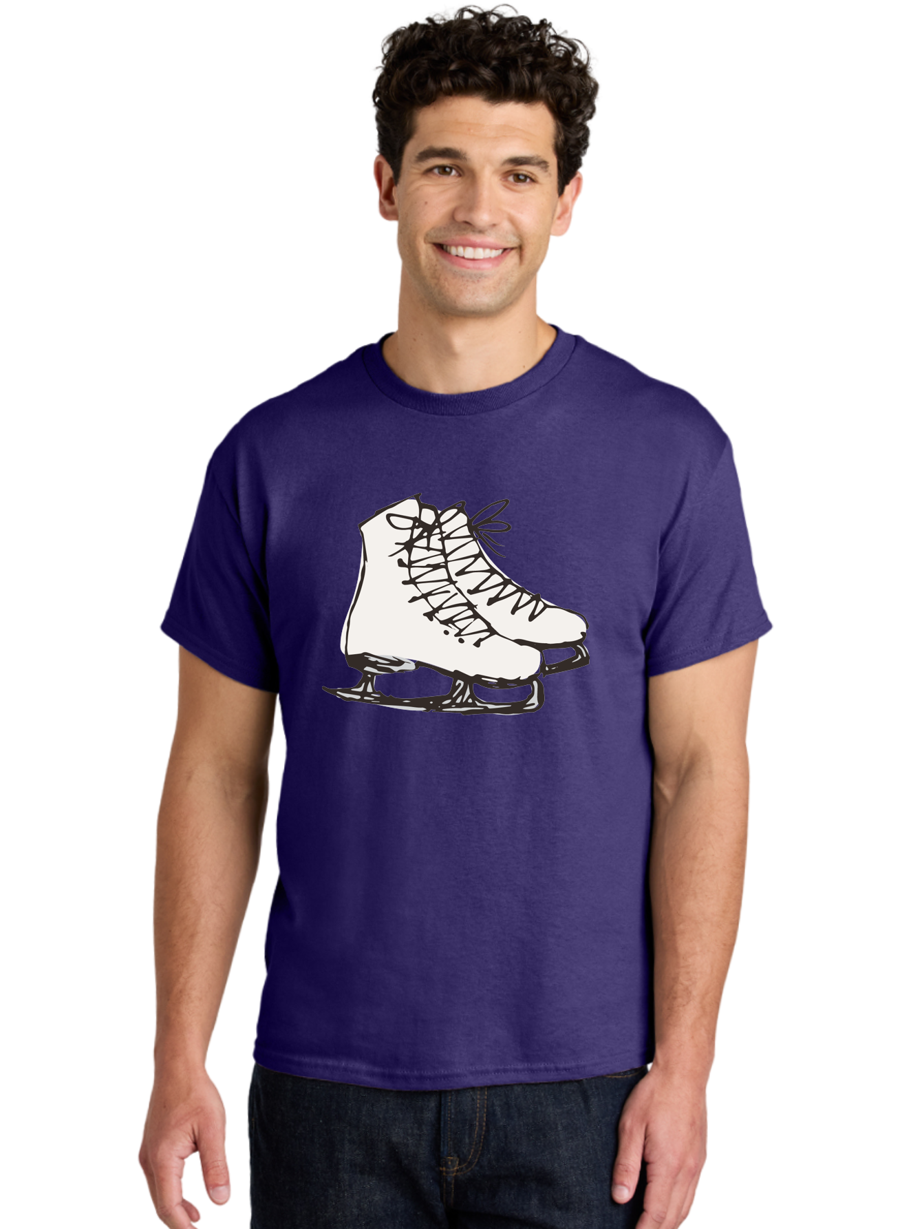 Ice-Skates-1 Men'S Graphic Tee, 100% Cotton, Comfortable Casual Summer Wear, Machine Washable, Ice Skates, Winter Sports, Figure Skating, Ice Skating, Laced Boots, Winter Fun, Cold Weather Activities, Frozen Rink -  Aaa944
