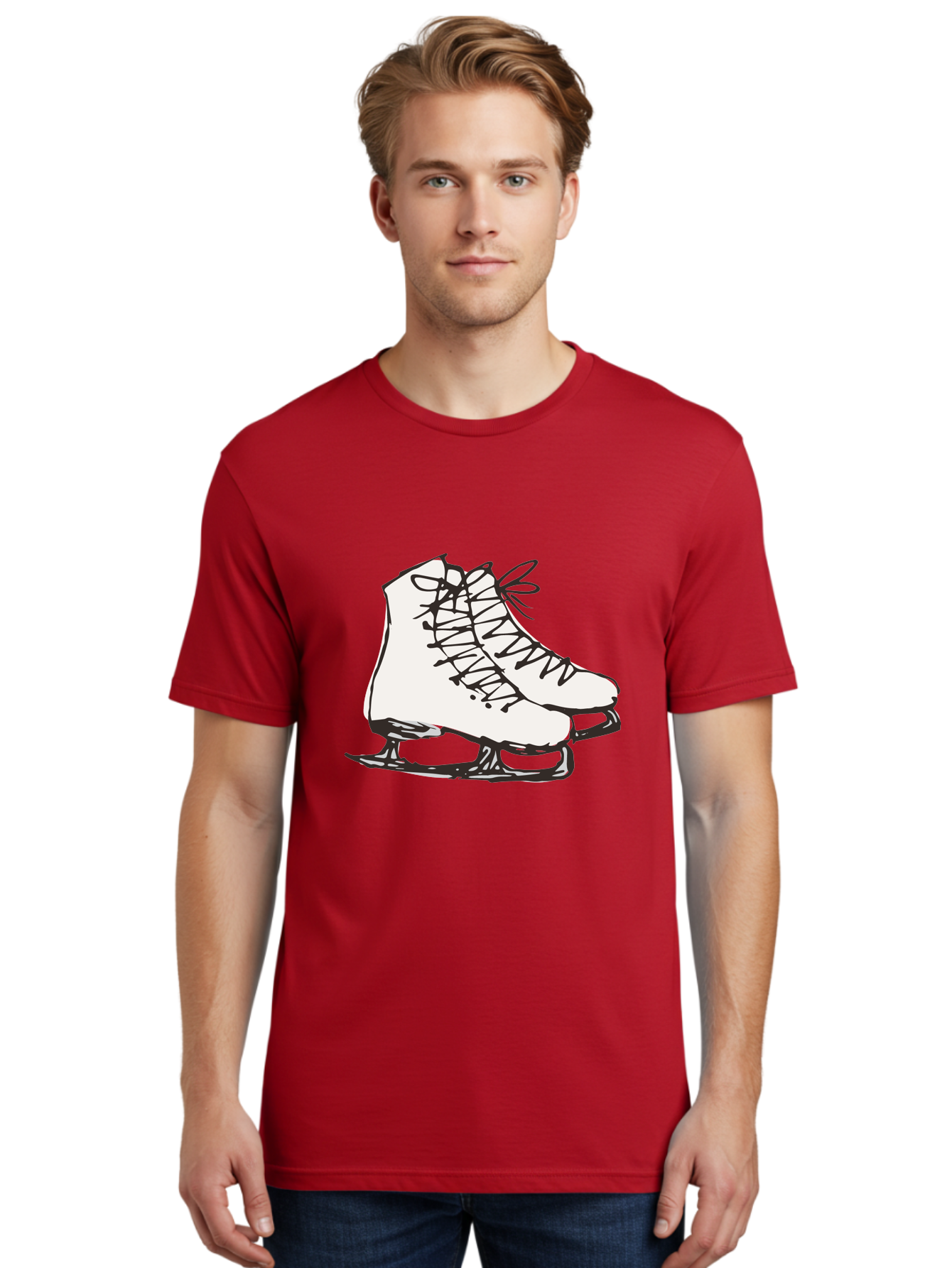 Ice-Skates-1 Men'S Graphic Tee, 100% Cotton, Comfortable Casual Summer Wear, Machine Washable, Ice Skates, Winter Sports, Figure Skating, Ice Skating, Laced Boots, Winter Fun, Cold Weather Activities, Frozen Rink -  Aaa944