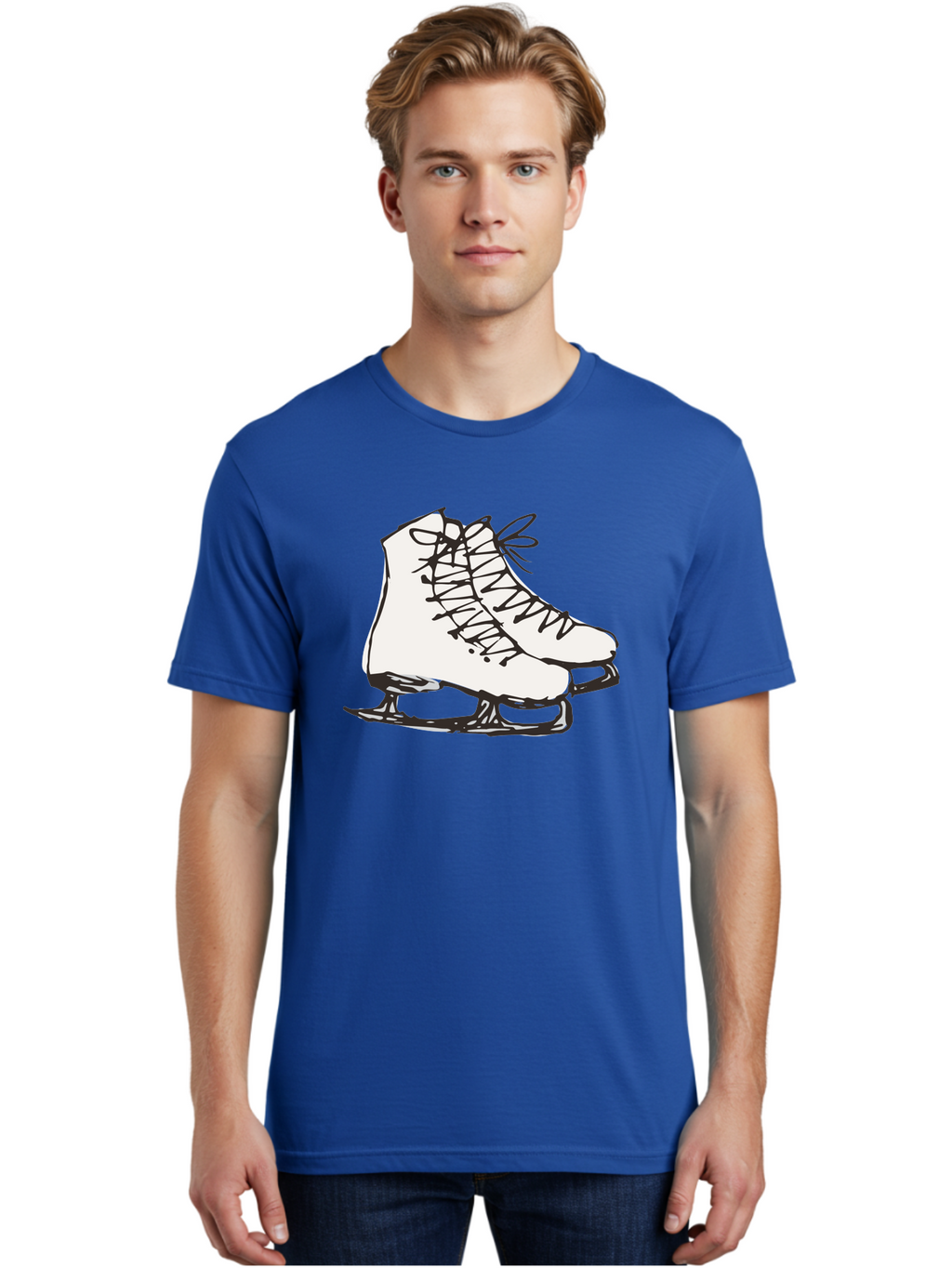 Ice-Skates-1 Men'S Graphic Tee, 100% Cotton, Comfortable Casual Summer Wear, Machine Washable, Ice Skates, Winter Sports, Figure Skating, Ice Skating, Laced Boots, Winter Fun, Cold Weather Activities, Frozen Rink -  Aaa944