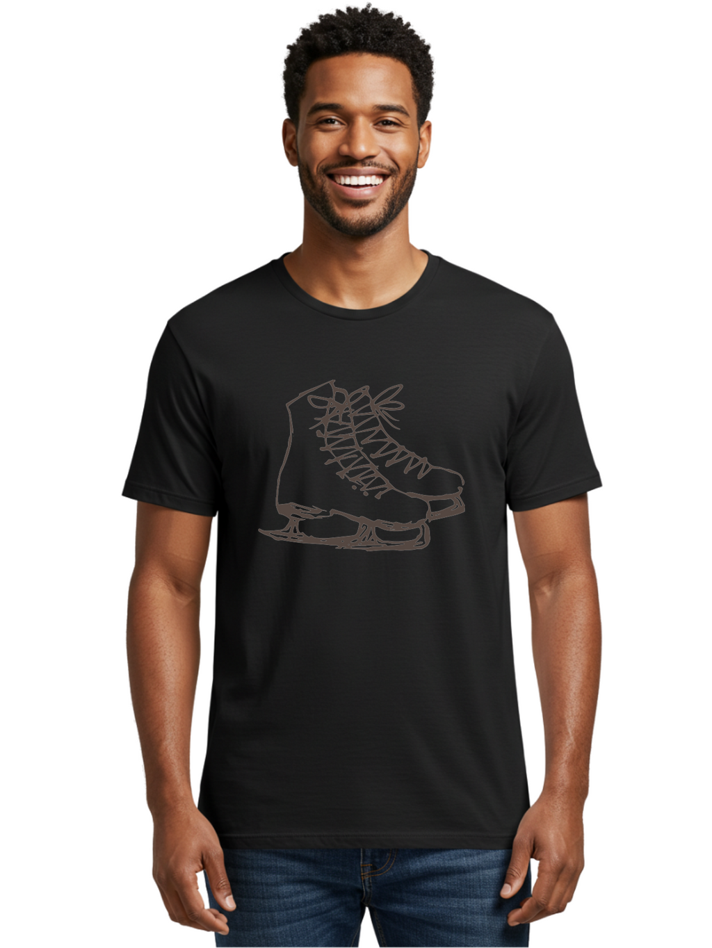 Ice-Skates Men'S Graphic Tee, 100% Cotton, Comfortable Casual Summer Wear, Machine Washable, Ice Skates, Winter Sports, Ice Skating, Skate Blades, Laced Boots, Ice Hockey, Winter Fun, Frozen Rink, Ice Rinks, Skate Equipment, -  Aaa945
