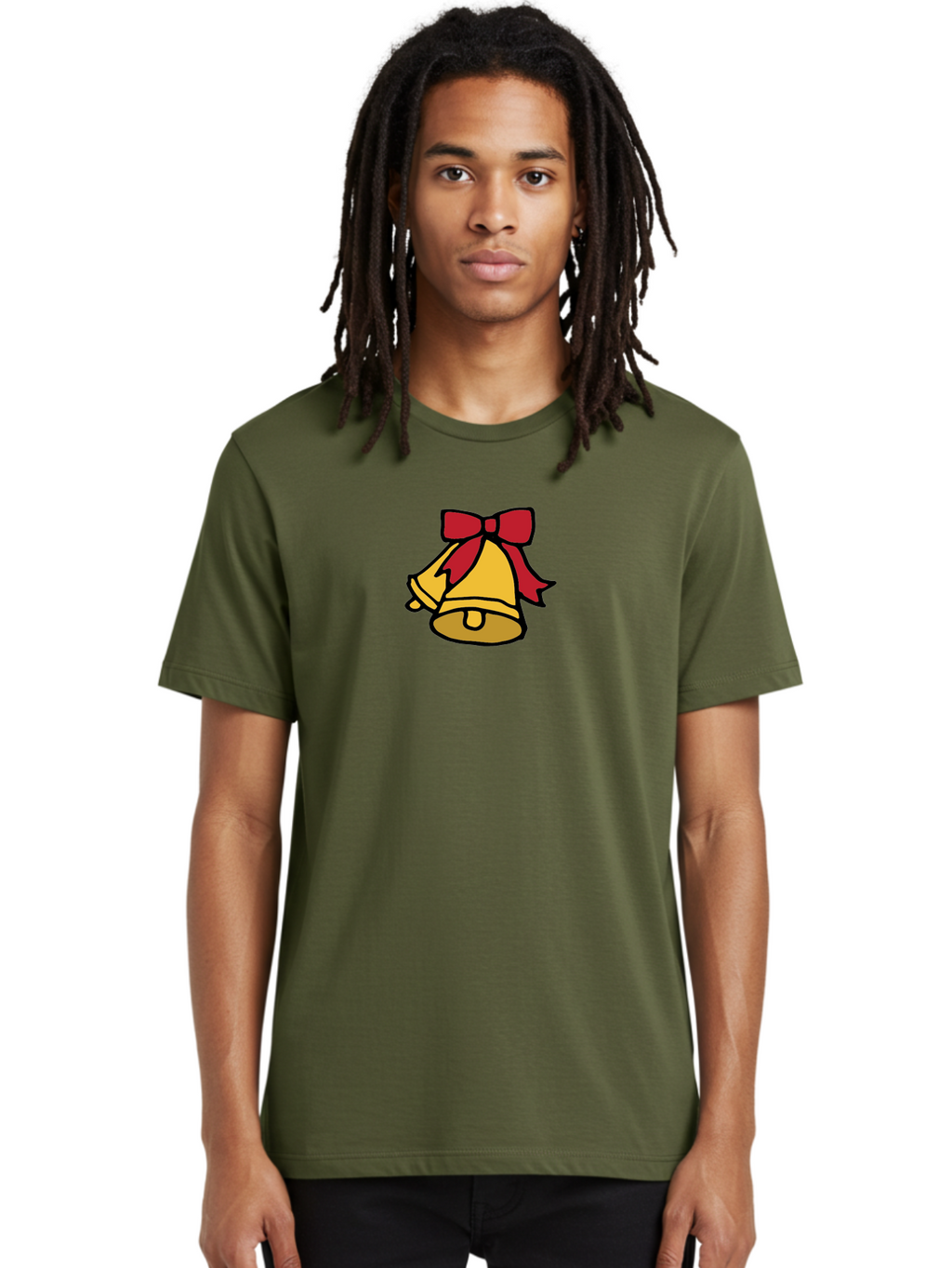 Jingle-Bells-1 Men'S Graphic Tee, 100% Cotton, Comfortable Casual Summer Wear, Machine Washable, Christmas Bells, Festive Decorations, Holiday Cheer, Joyful Sounds, Celebratory Atmosphere, Red Ribbon, Golden Bells, Christmas Celebration -  Aaa949