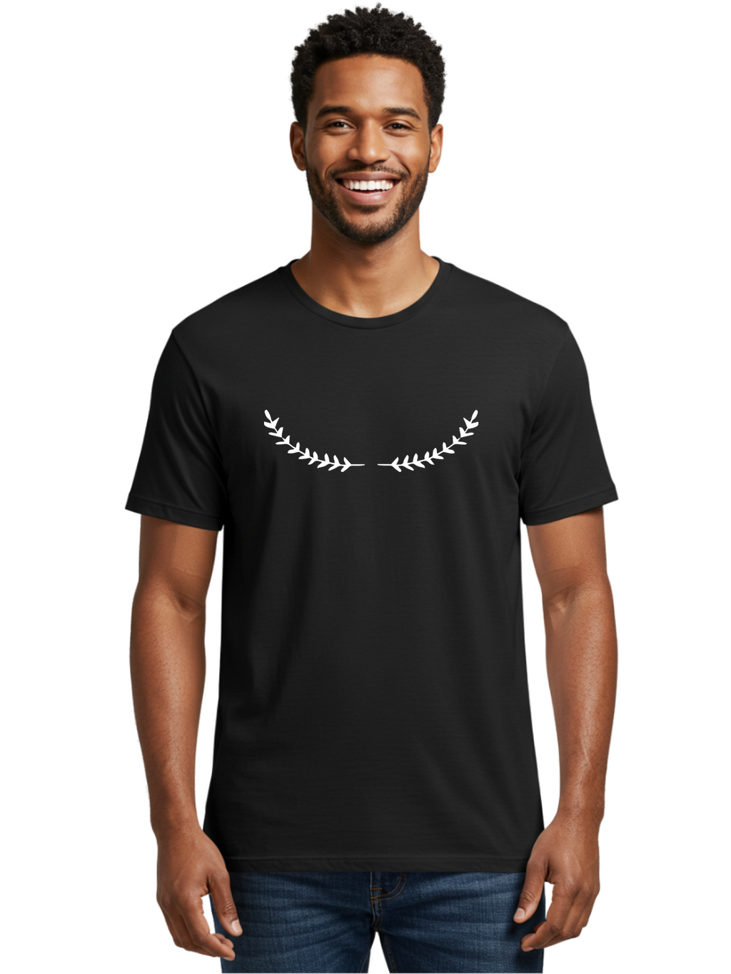 Laurel-Wreath-1 Men'S Graphic Tee, 100% Cotton, Comfortable Casual Summer Wear, Machine Washable, Laurel Wreath, White Laurel, Laurel Leaves, Victory Symbol, Achievement Icon, Minimalist Design, Simple Laurel Wreath -  Aaa959
