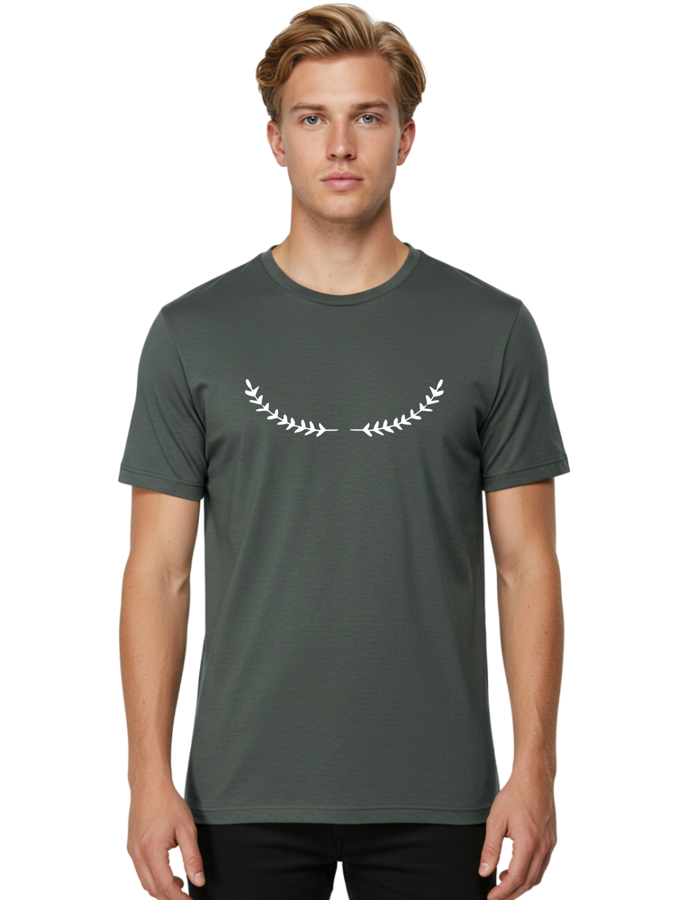 Laurel-Wreath-1 Men'S Graphic Tee, 100% Cotton, Comfortable Casual Summer Wear, Machine Washable, Laurel Wreath, White Laurel, Laurel Leaves, Victory Symbol, Achievement Icon, Minimalist Design, Simple Laurel Wreath -  Aaa959