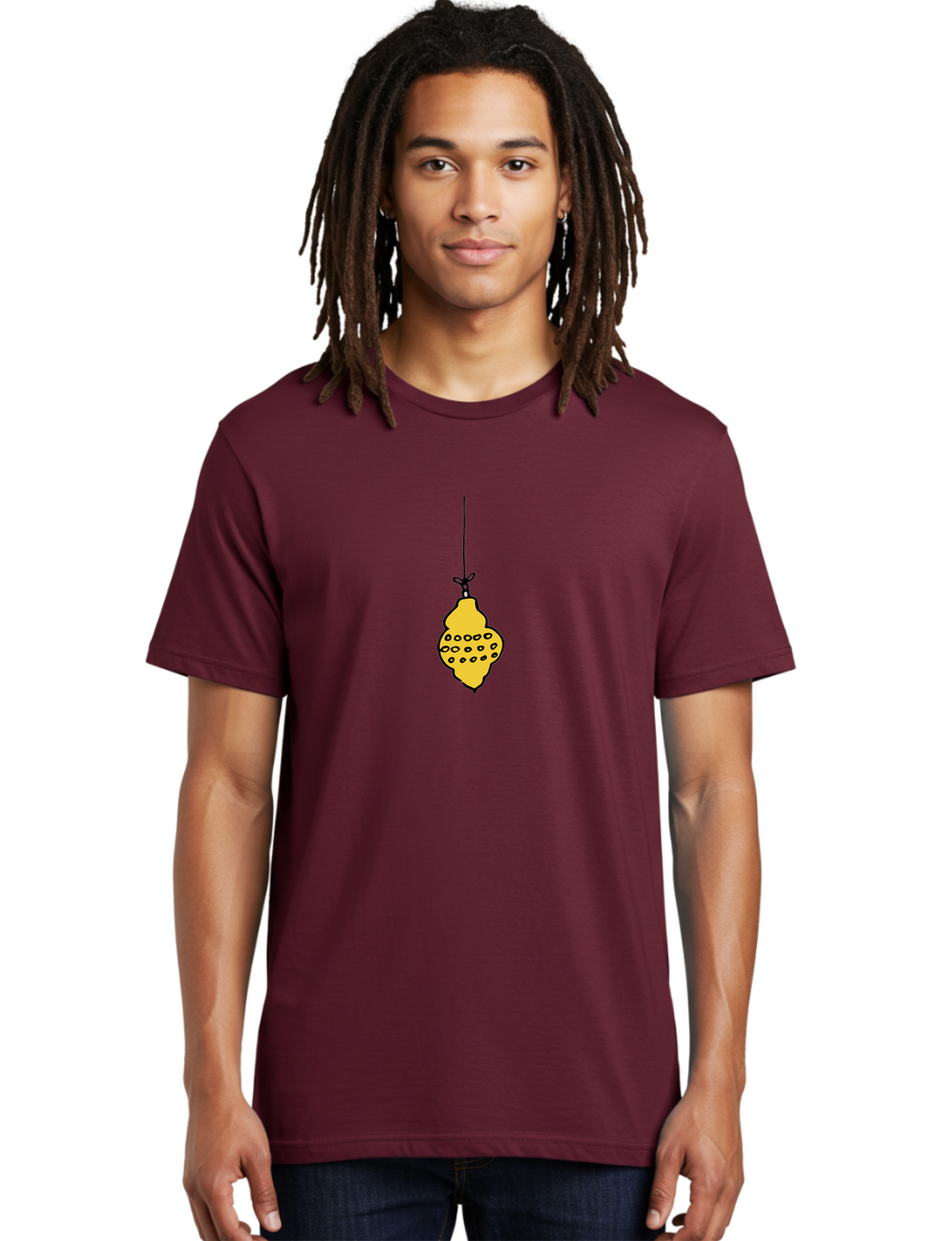 Lemon Men'S Graphic Tee, 100% Cotton, Comfortable Casual Summer Wear, Machine Washable, Lemon Hanging On String, Citrus Fruit, Yellow Lemon, Cartoon Lemon, Simple Design, Festive Decoration, Quirky Art -  Aaa967