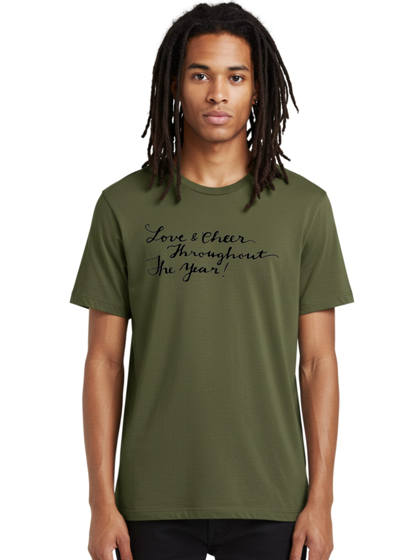 Love-Cheer-Throughout-The-Year-1 Men'S Graphic Tee, 100% Cotton, Comfortable Casual Summer Wear, Machine Washable, Love And Cheer, Inspirational Quote, Motivational Message, Positive Vibes, Happy Thoughts, Uplifting Words, -  Aaa973