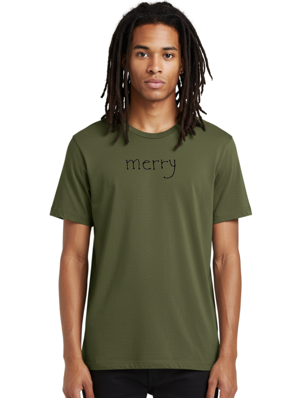 Merry-1 Men'S Graphic Tee, 100% Cotton, Comfortable Casual Summer Wear, Machine Washable, Holiday Greeting, Festive Typography, Merry Christmas, Black Font, Winter Season, Holiday Cheer, Christmas Wishes -  Aaa978